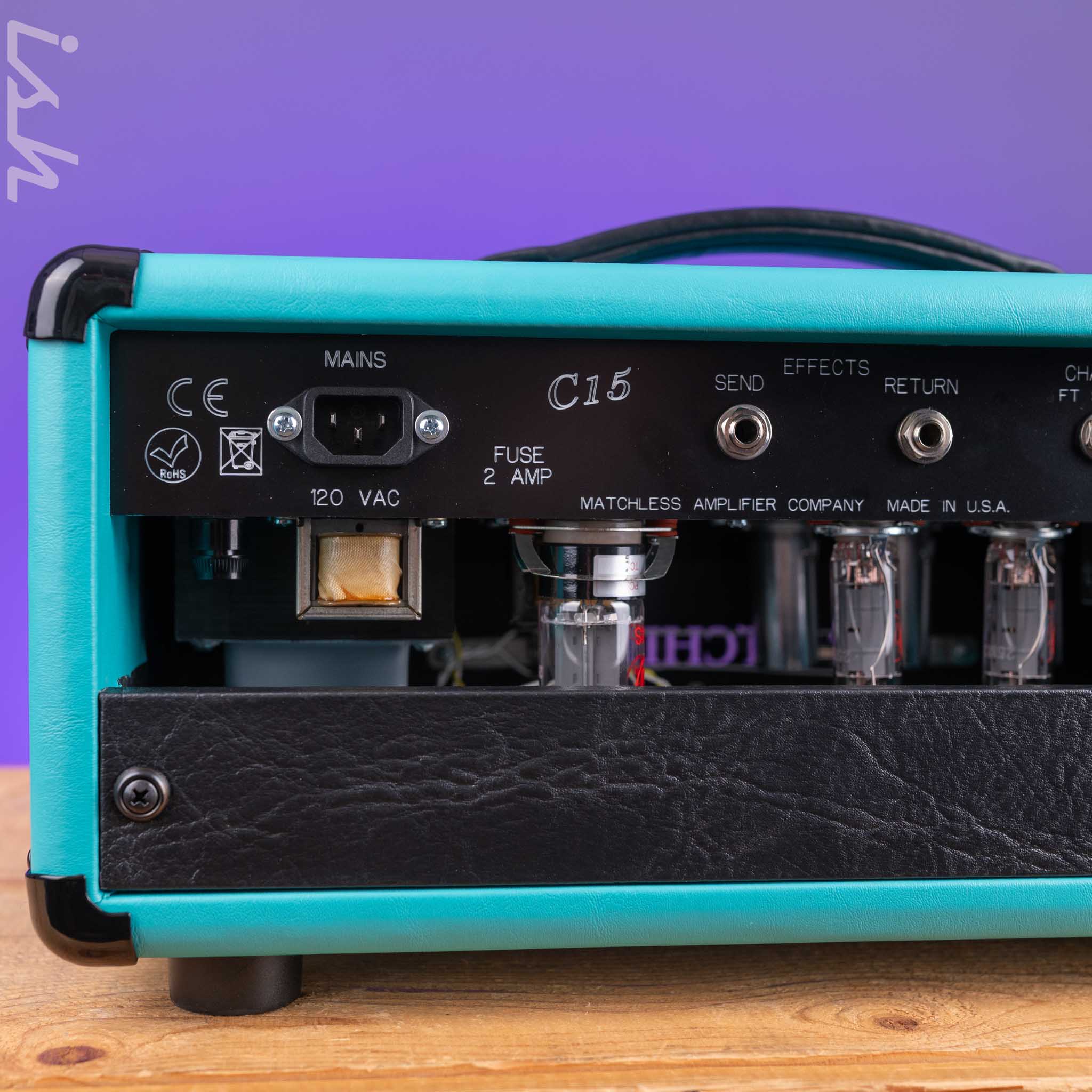 Matchless HC-15 Amp Head Turquoise/Black/Silver Demo - Image 6