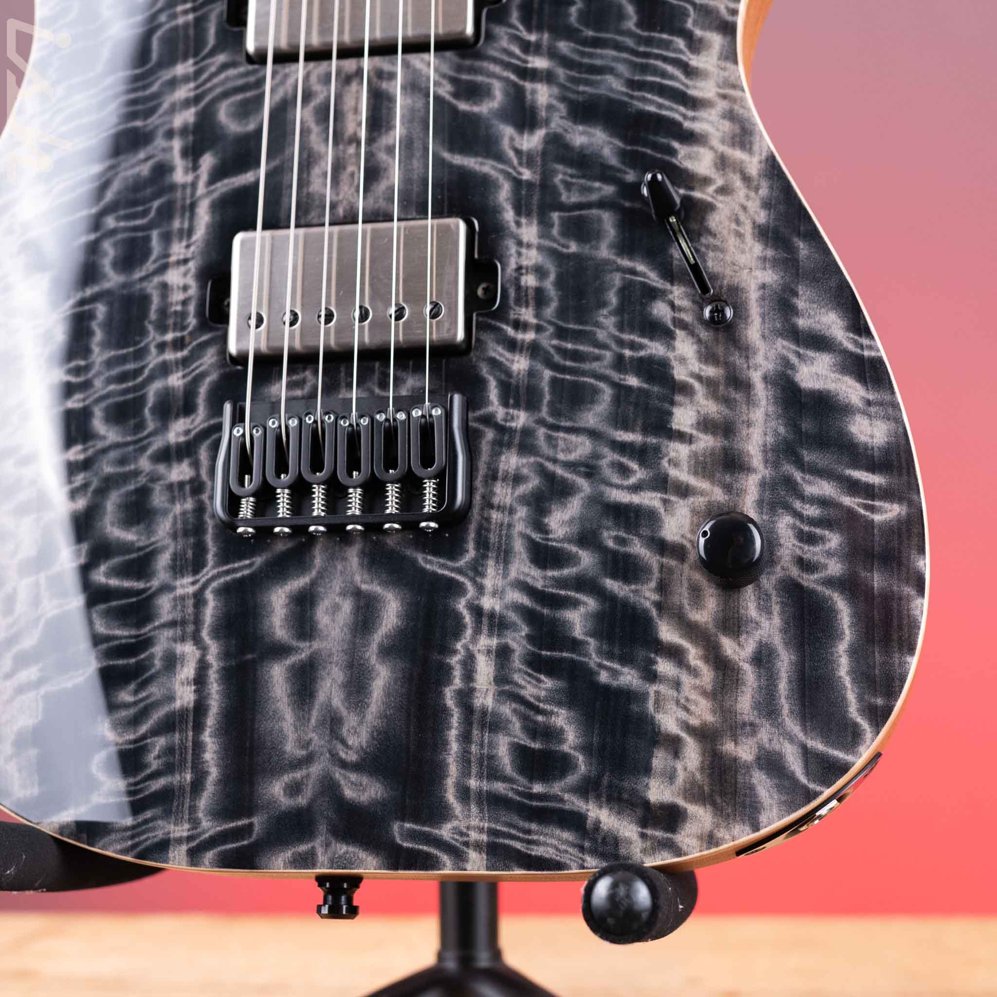 Mayones Duvell Elite 6 Electric Guitar Trans Graphite Gloss Curly Poplar - Image 4