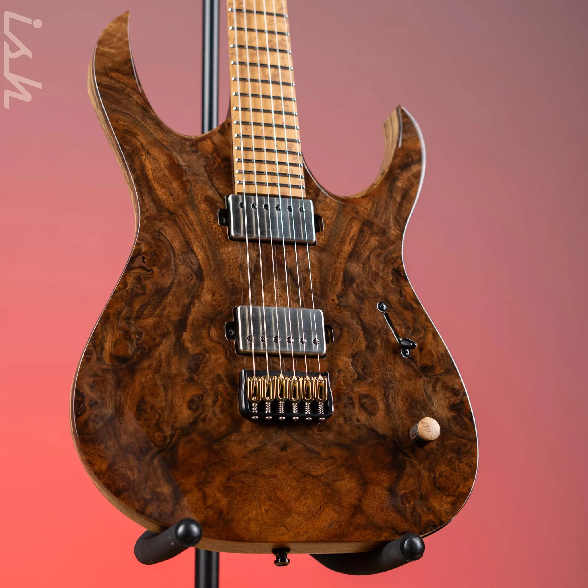 Mayones Duvell Elite 6 Master Grade Curly Walnut Natural NAMM 2024