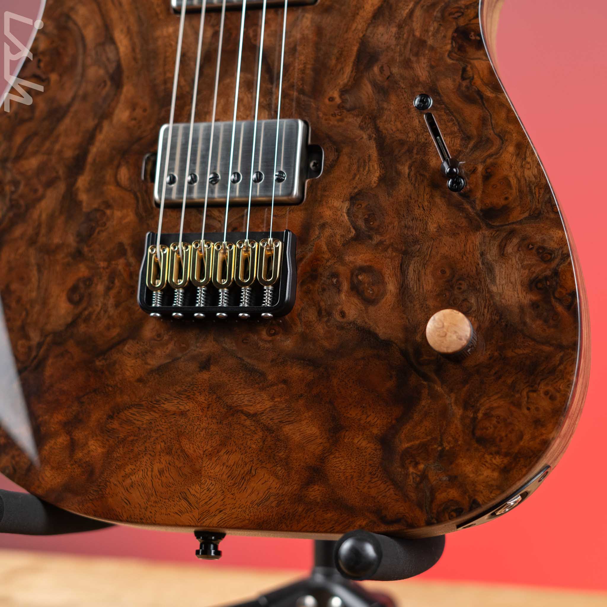 Mayones Duvell Elite 6 Master Grade Curly Walnut Natural NAMM 2024 - Image 4