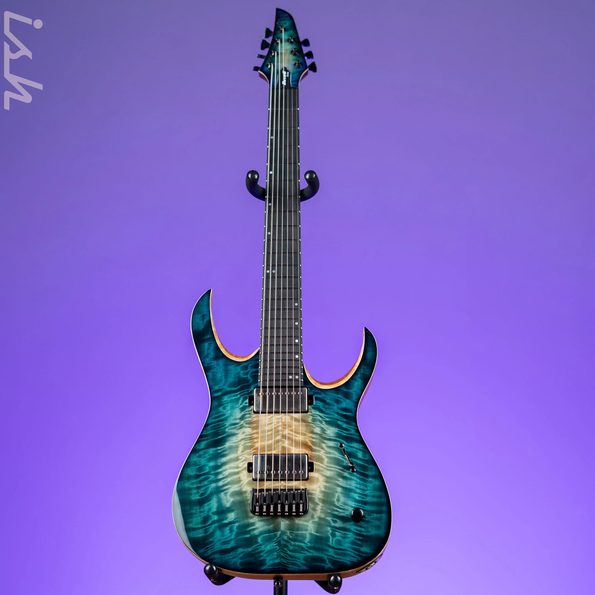 Mayones Duvell Elite 7 Electric Guitar Natural Fade Turquoise Burst 2024 NAMM - Image 2