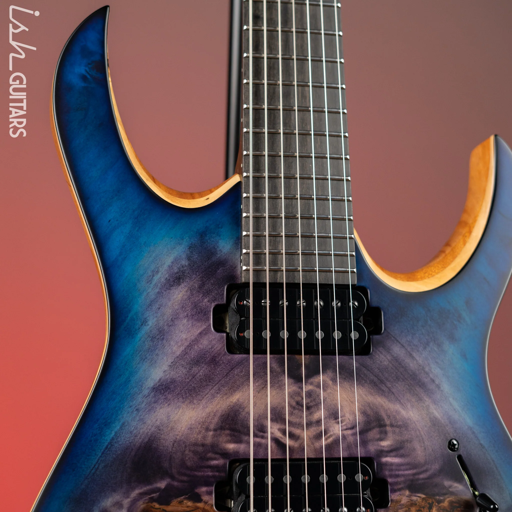Mayones Duvell Elite 7-String Transparent Dirty Purple Blue Burst Satin - Image 3