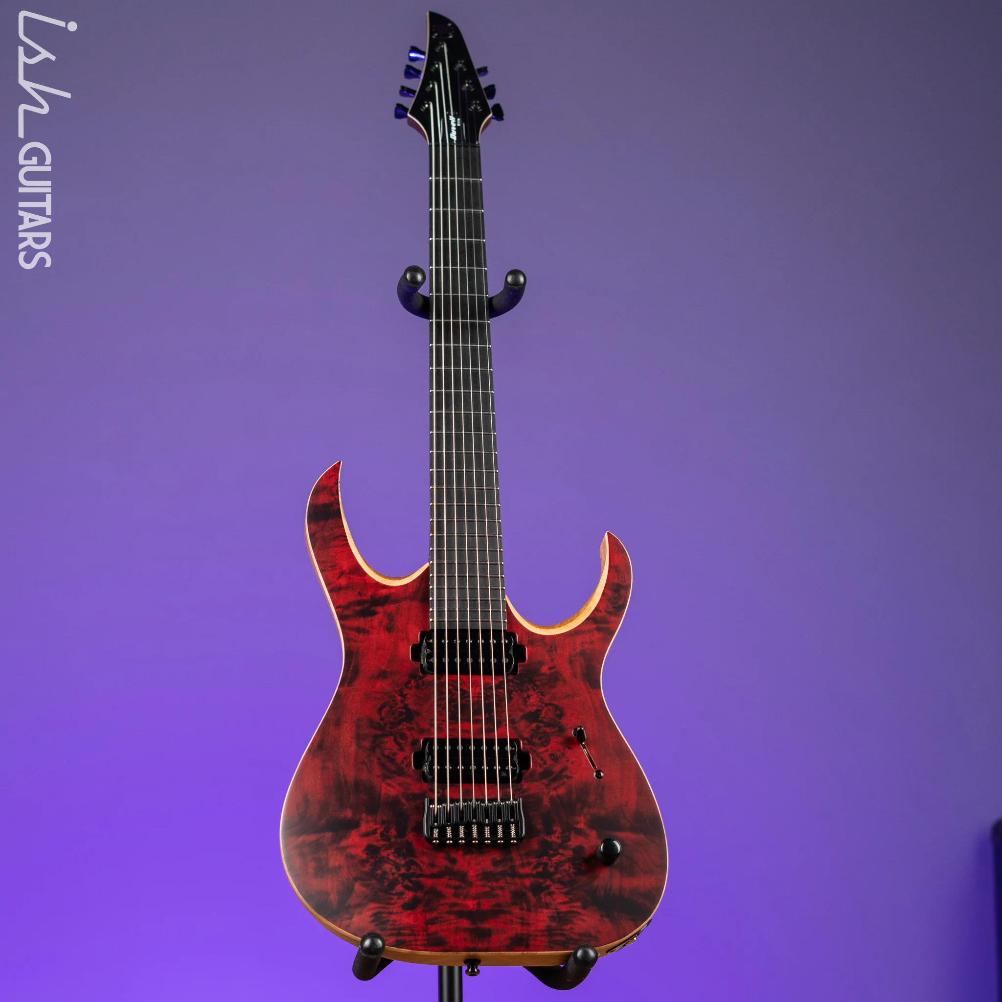 Mayones Duvell Elite 7-String Guitar Transparent Dirty Red Satin - Image 2