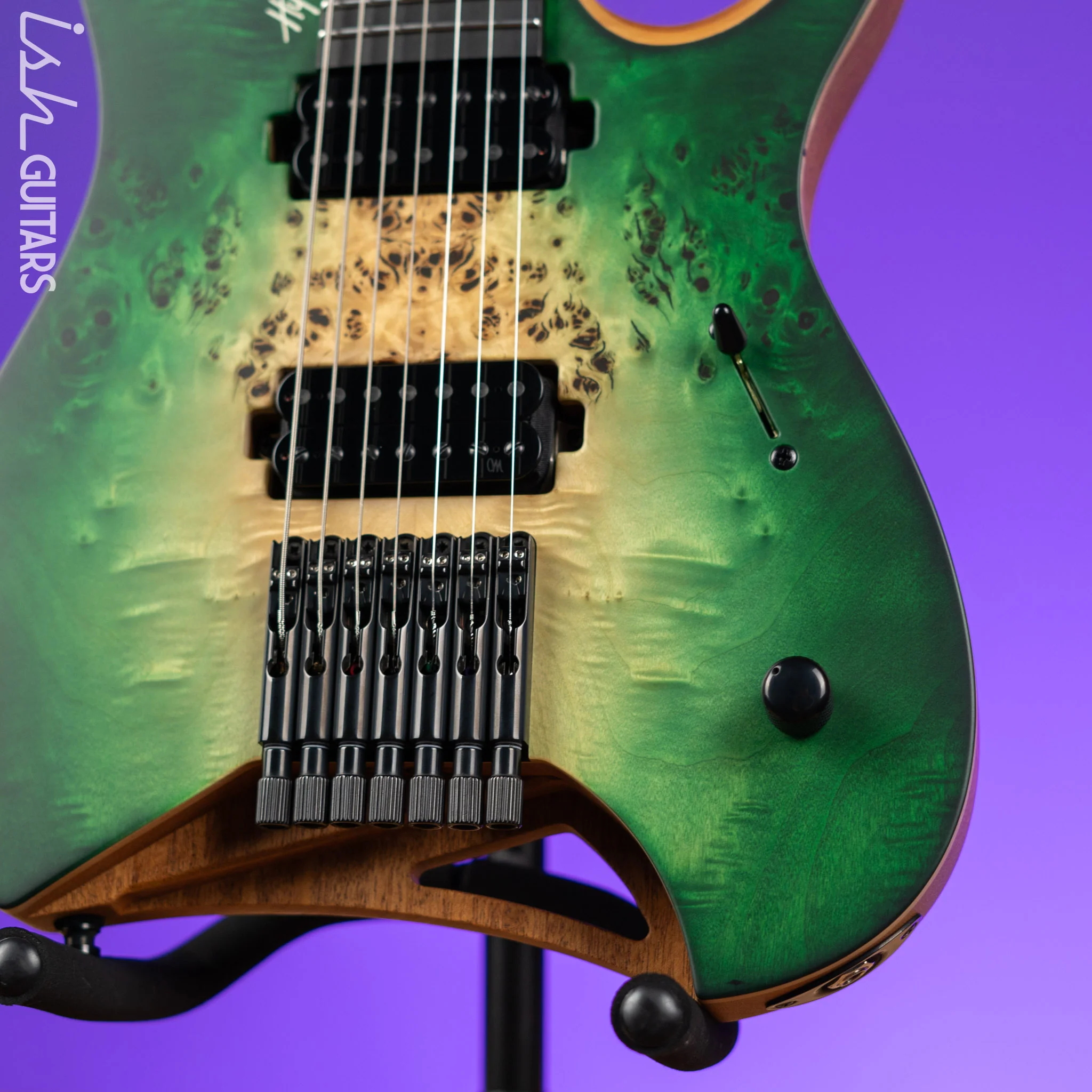 Mayones Hydra Elite 7 7-String Electric Guitar Natural Fade Green Burst - Image 4