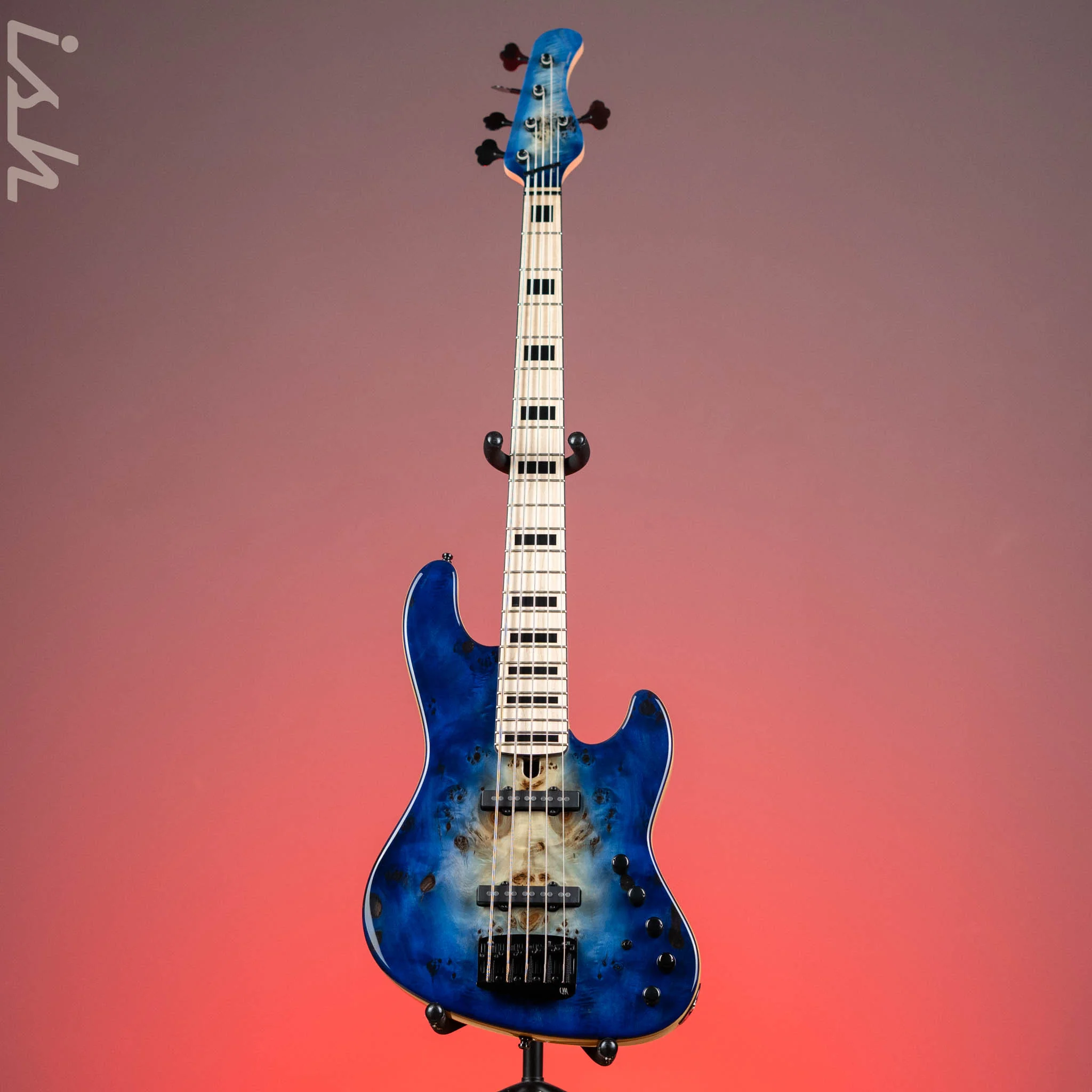 Mayones Jabba Custom EP 5 Bass Transparent Natural Fade Blue Burst Out Gloss - Image 2