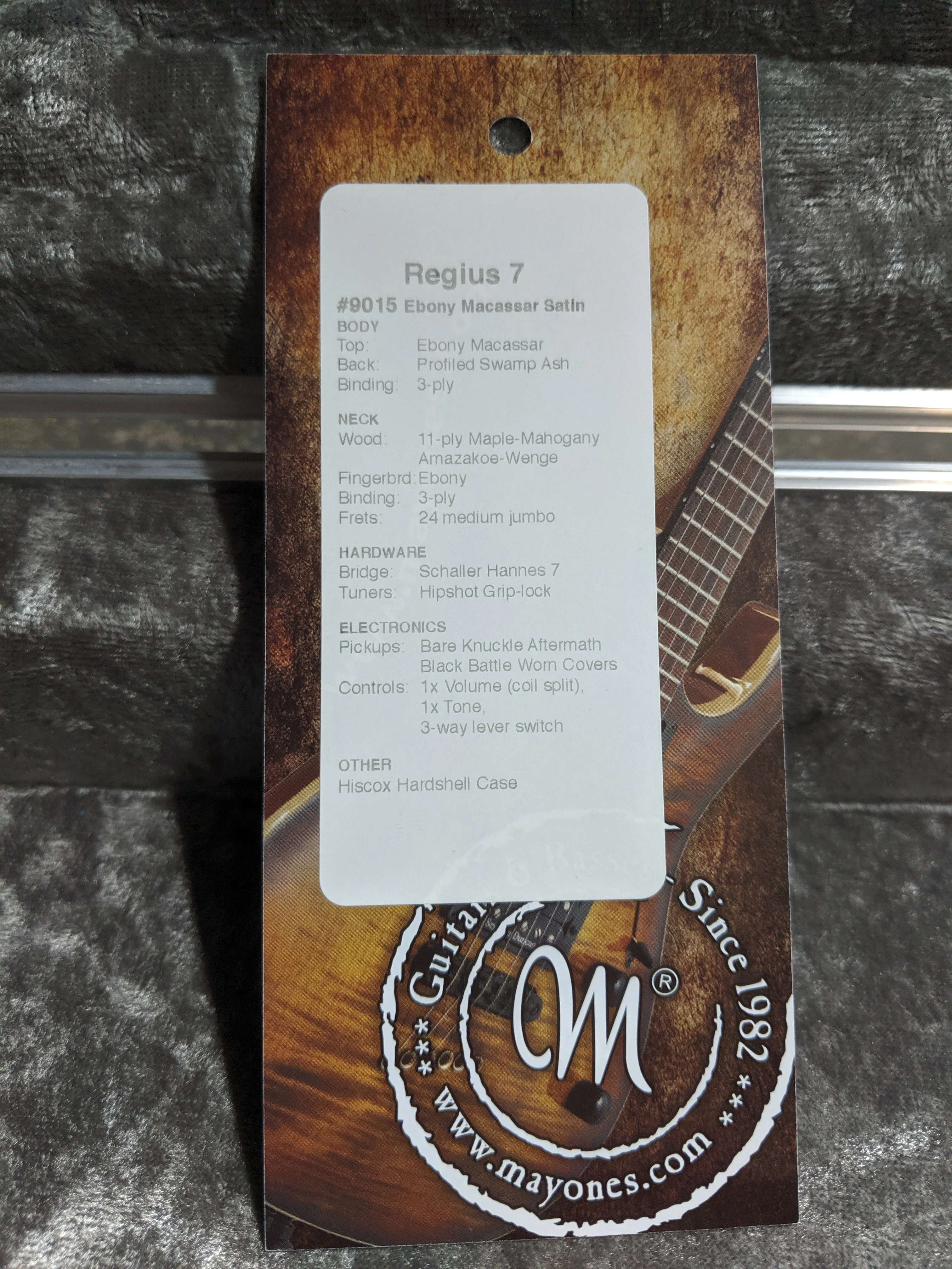 2016 Mayones Regius 7 Custom Macassar Ebony Natural - Image 18