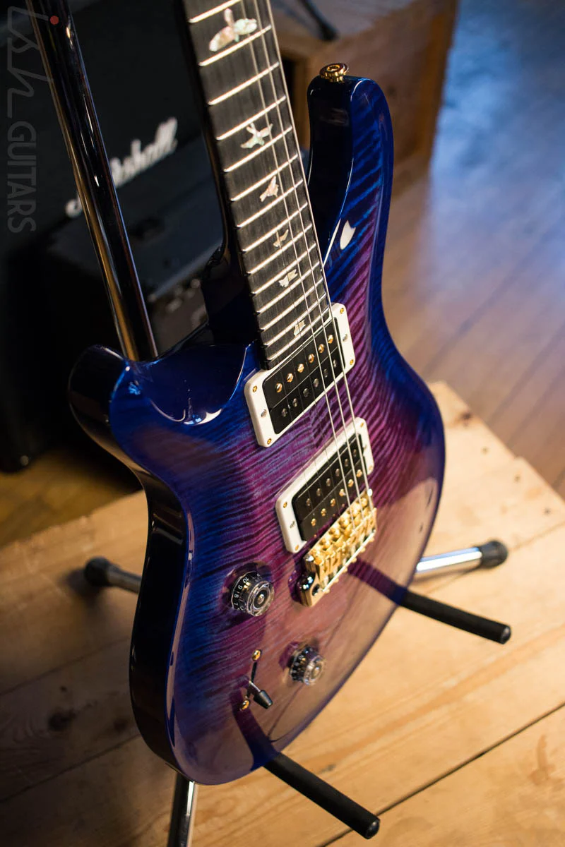 Paul Reed Smith Custom 24 Lefty Custom Color Violet Blue Burst Hybrid Gold Hardware Flame Maple Neck Ebony Board - Image 6