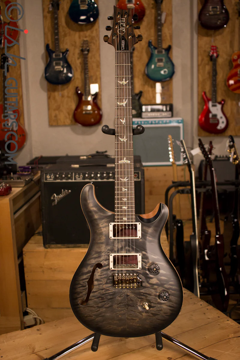 Paul Reed Smith PRS Custom 24 Semi-Hollow Wood Library Quilt Top Charcoal Burst - Image 2