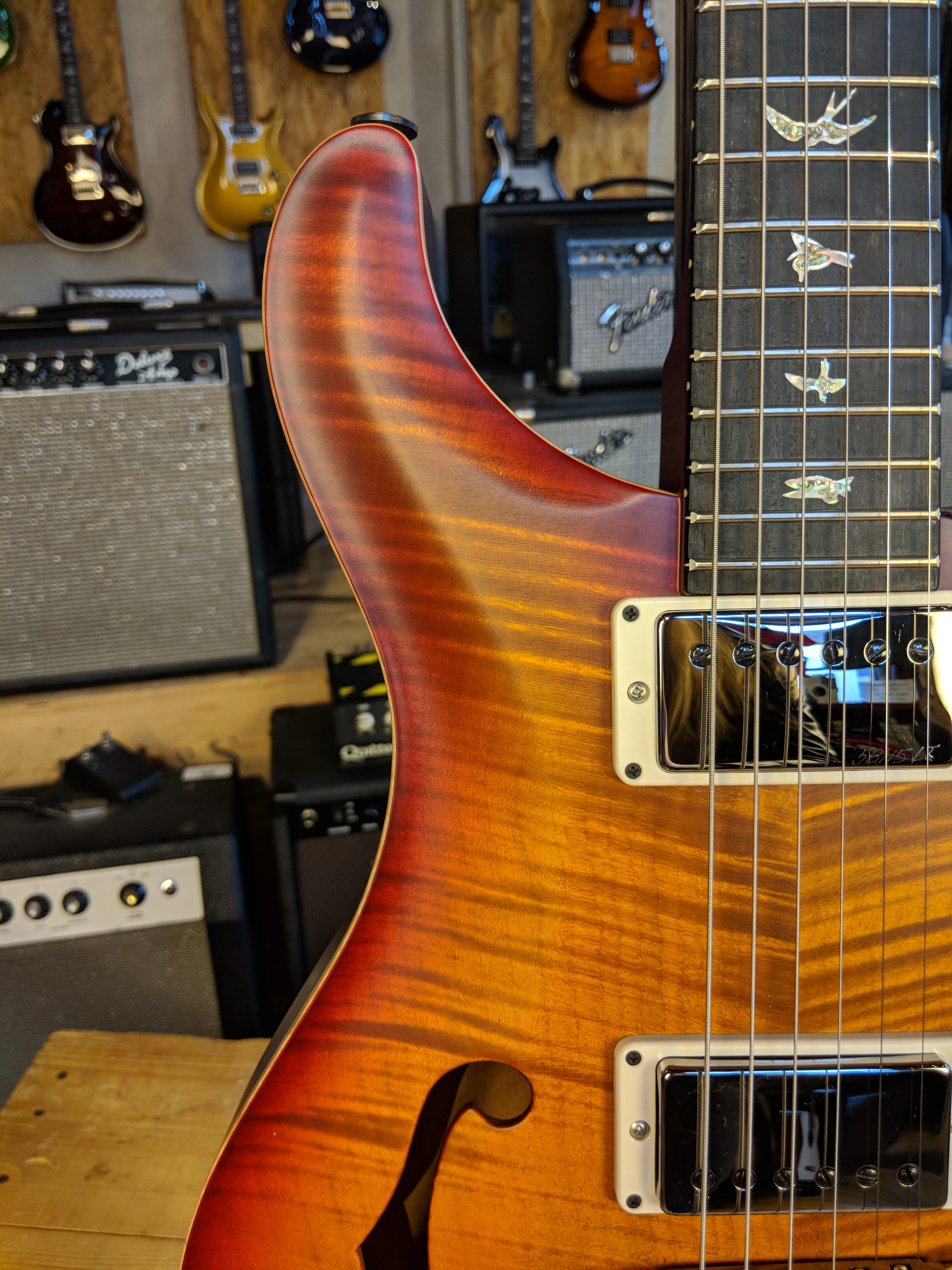 Paul Reed Smith Wood Library Hollowbody I Dark Cherry Sunburst w/ Matching Flamed Neck - Image 4