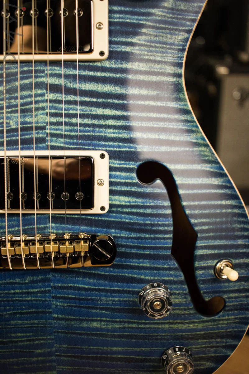 Paul Reed Smith Wood Library Hollowbody I Satin River Blue w/ Matching Flamed Maple Neck - Image 4