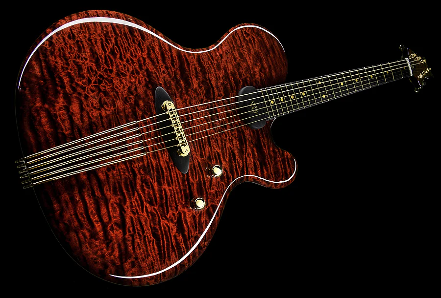 NAMM 2018 Jens Ritter The Third Rose Princess Isabella Guitar Quilted Maple 24K Gold Inlays - Image 12