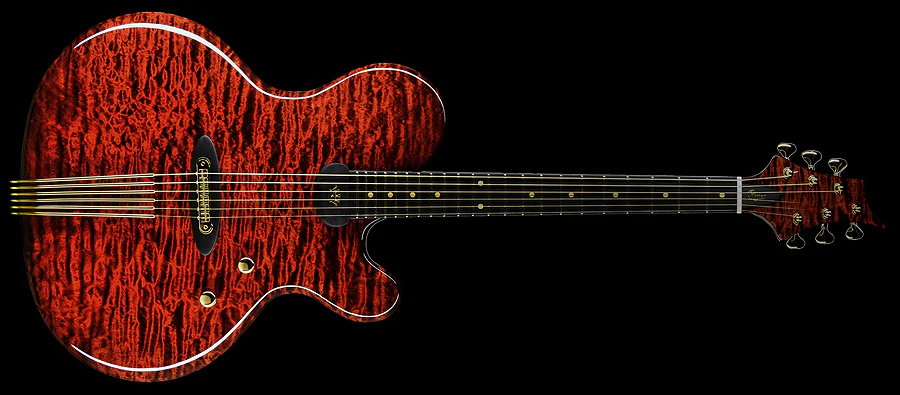 NAMM 2018 Jens Ritter The Third Rose Princess Isabella Guitar Quilted Maple 24K Gold Inlays - Image 13