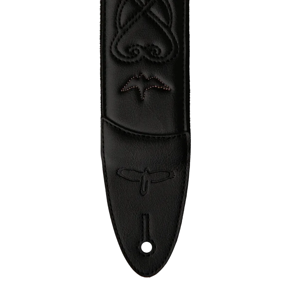 PRS 2.4 Padded Guitar Strap Faux Black Leather w/ Birds - Image 2