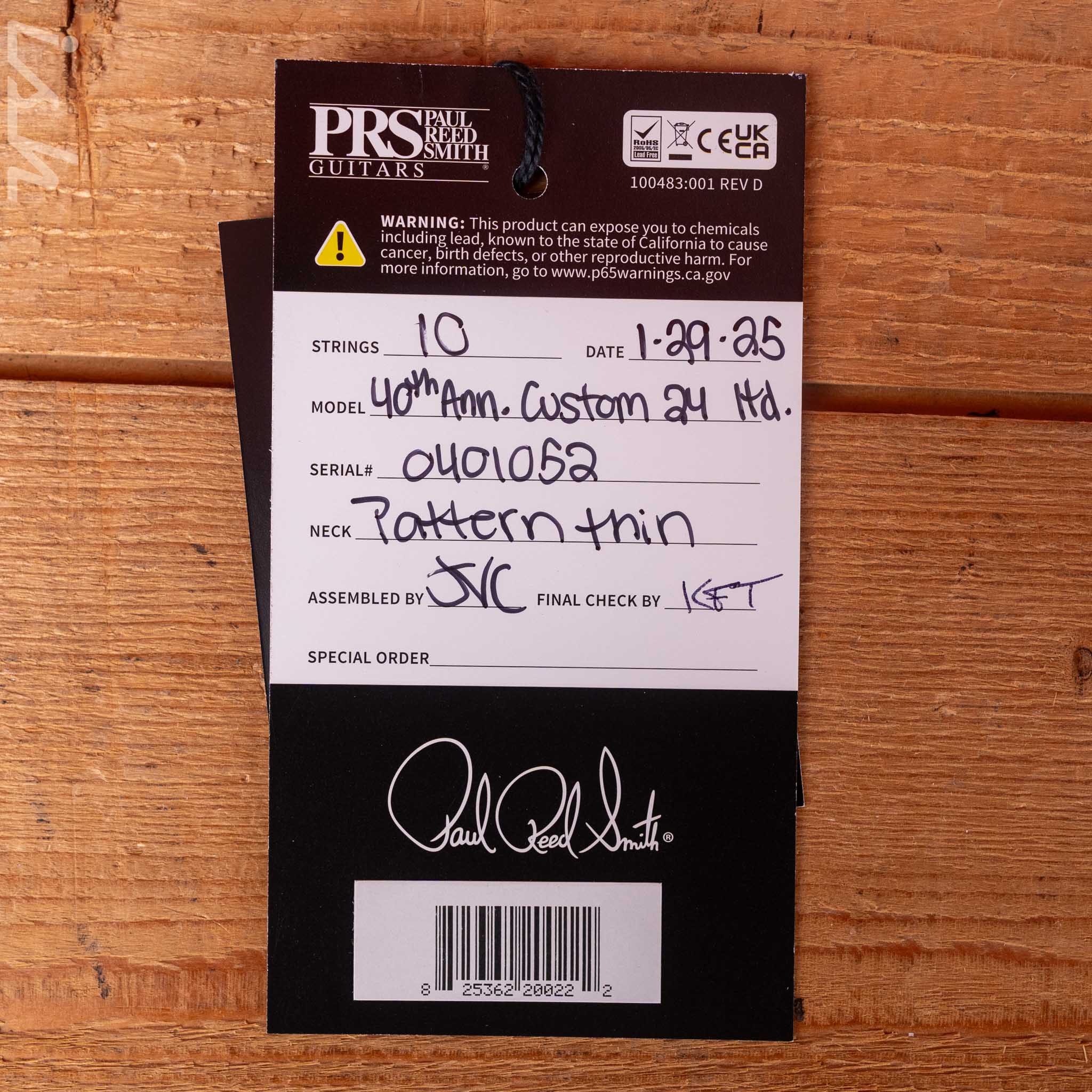 PRS 40th Anniversary Custom 24 Limited Edition Sub Zero Smokeburst - Image 12