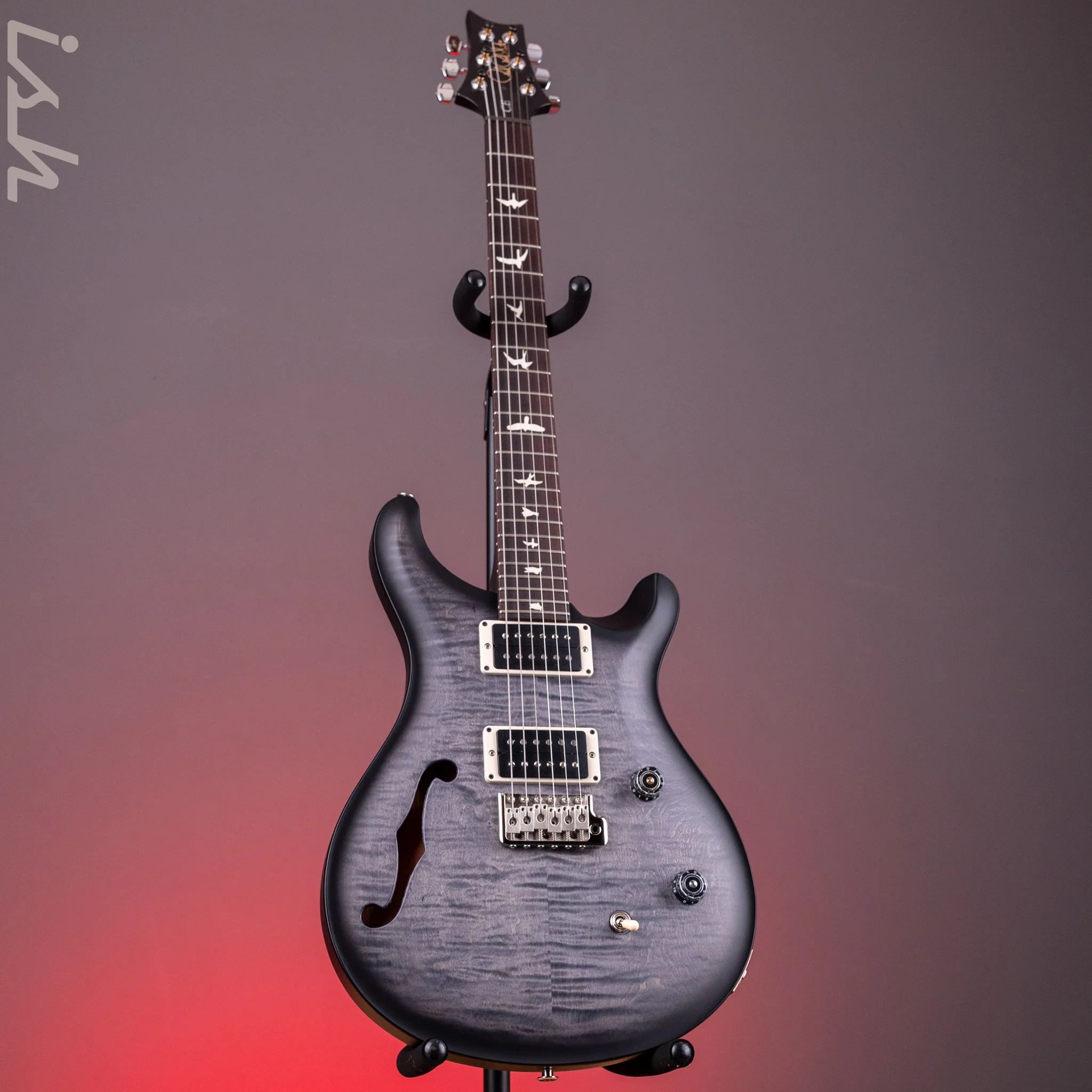 PRS CE 24 Semi-Hollow Faded Grey Black Wraparound Smokeburst Satin Finish Demo - Image 2