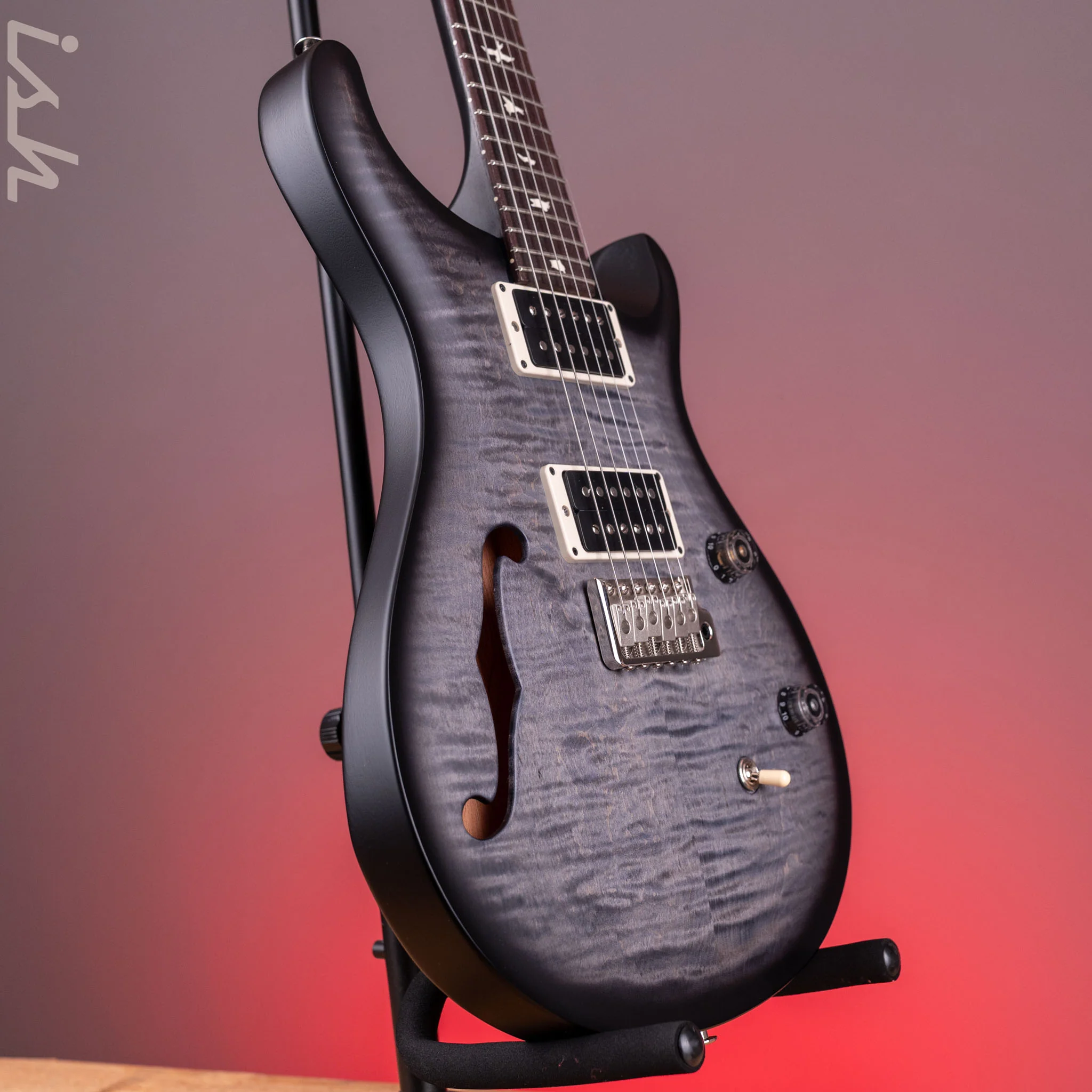 PRS CE 24 Semi-Hollow Faded Grey Black Wraparound Smokeburst Satin Finish Demo - Image 3
