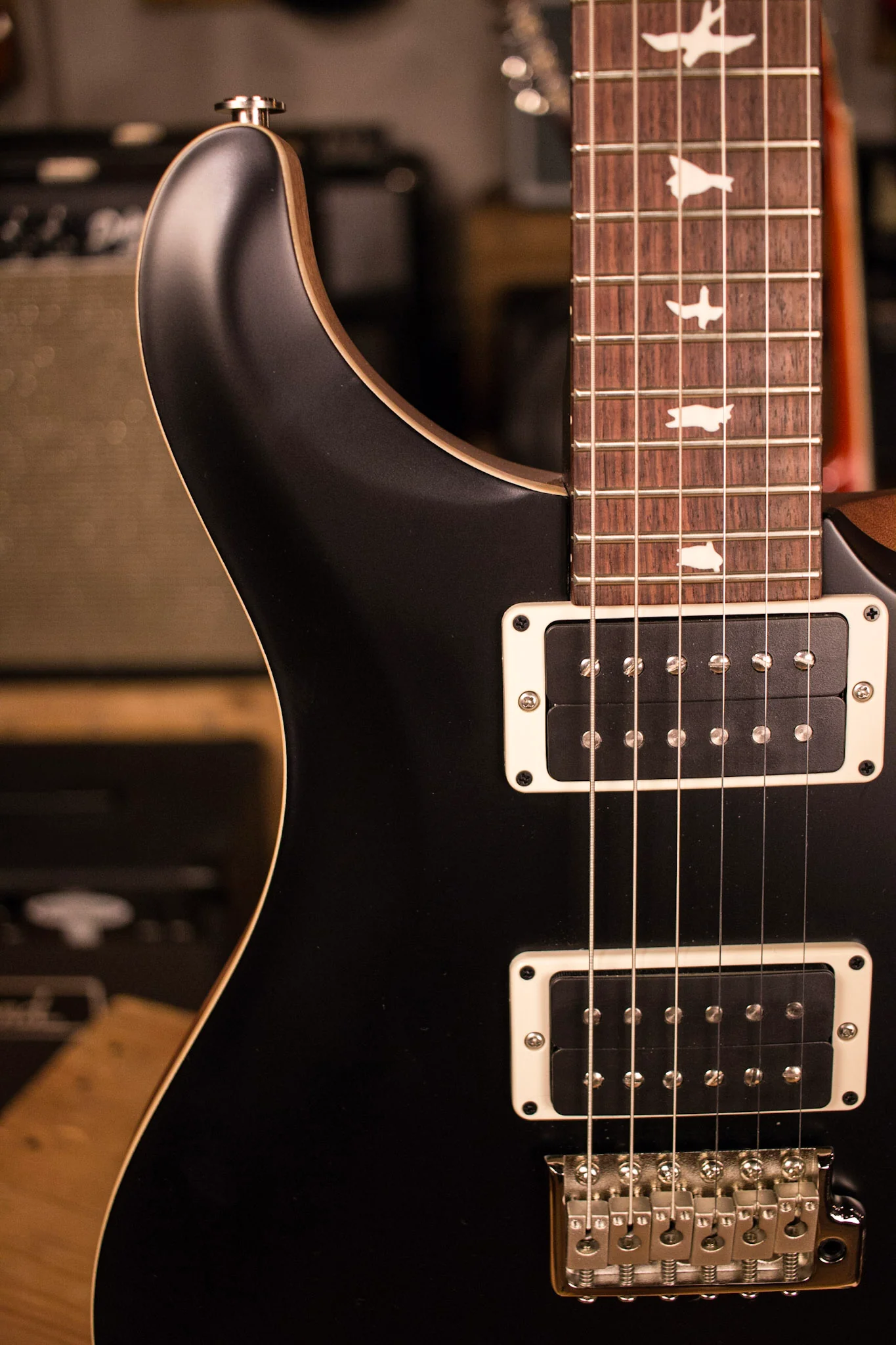 PRS Paul Reed Smith CE24 CUSTOM Color Matte Black Top and Neck, Natural back! - Image 3