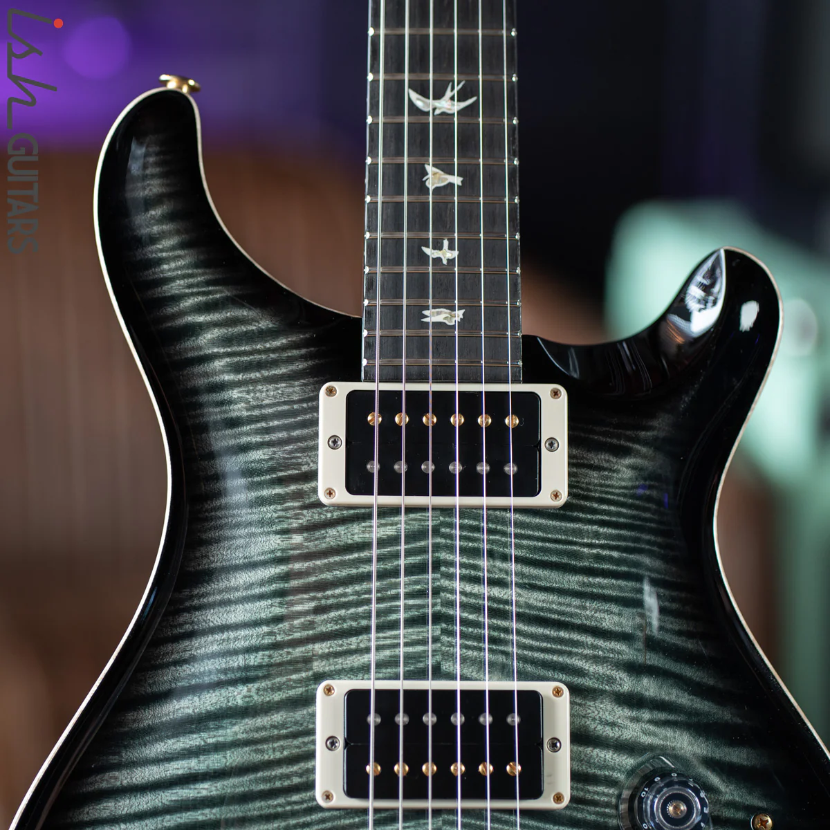 PRS Custom 22 Piezo Trampas Green Smokeburst 10 Top - Image 3