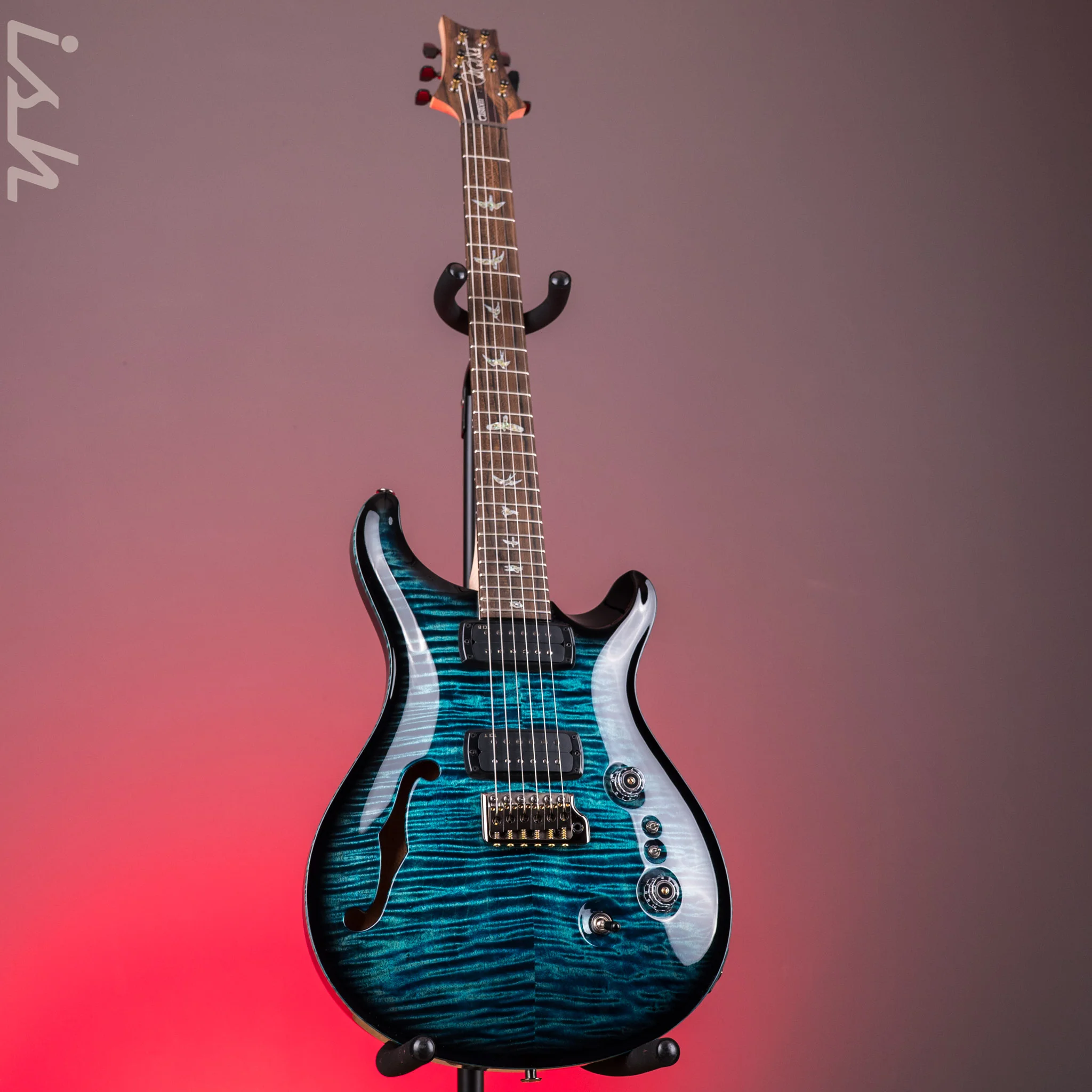 PRS Custom 24-08 Semi-Hollow Cobalt Smokeburst w/ Stained Binding - Image 2