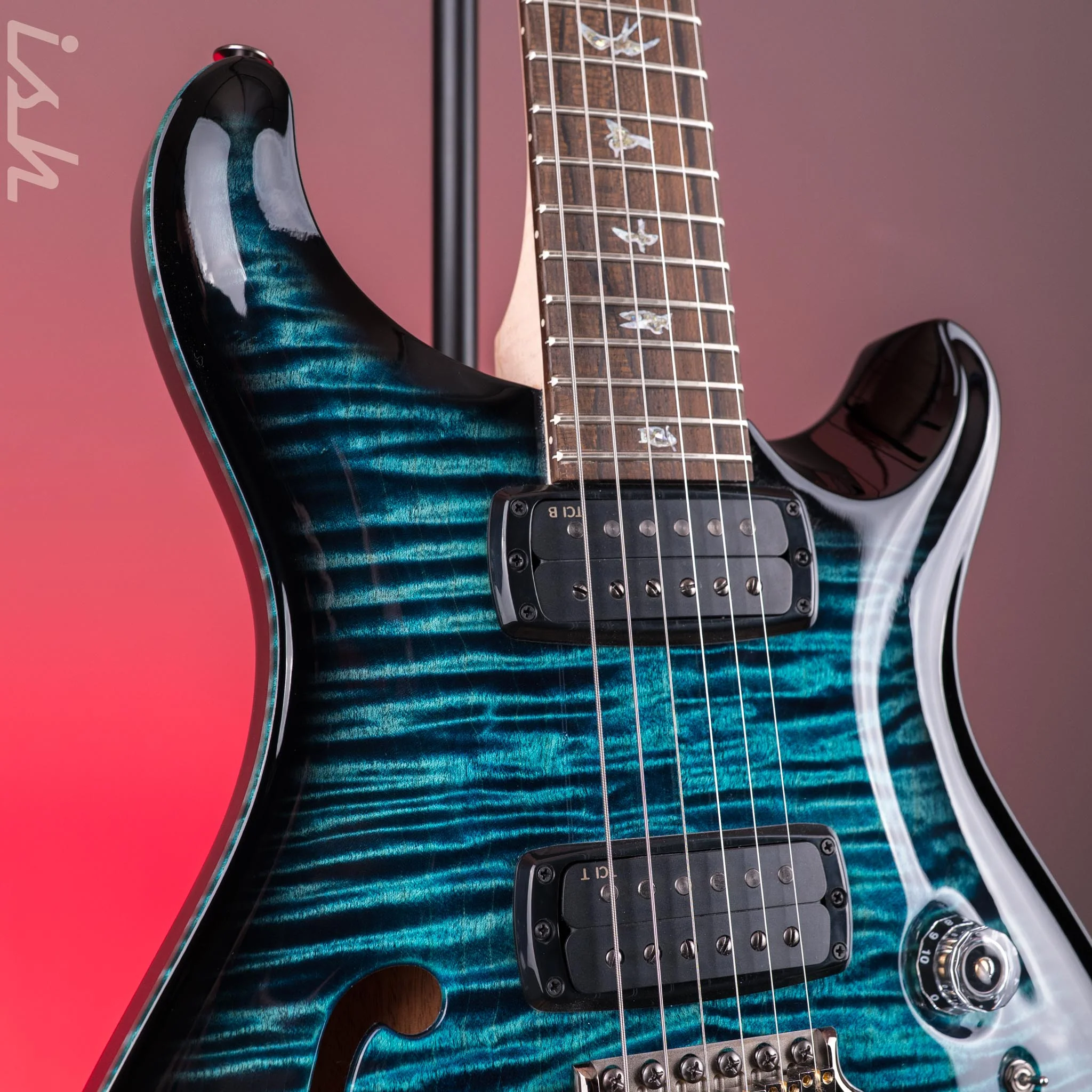 PRS Custom 24-08 Semi-Hollow Cobalt Smokeburst w/ Stained Binding - Image 4