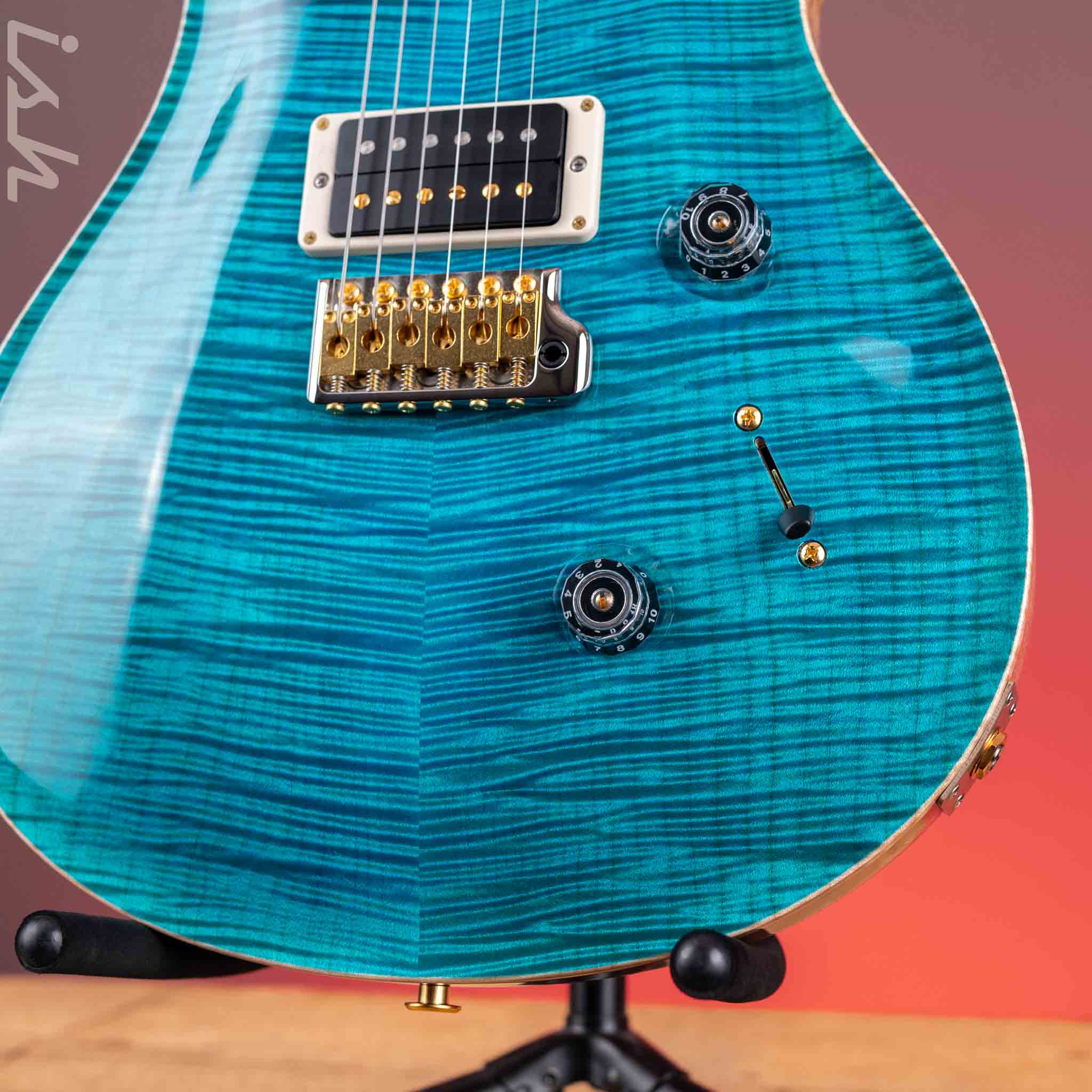 PRS Custom 24 10-Top Electric Guitar Carrol Blue Demo - Image 4