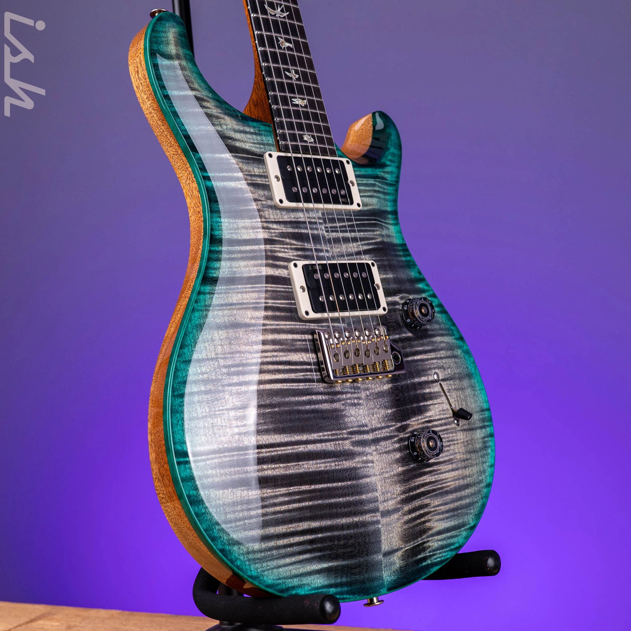 PRS Custom 24 Custom Color Charcoal Teal Microburst - Image 3