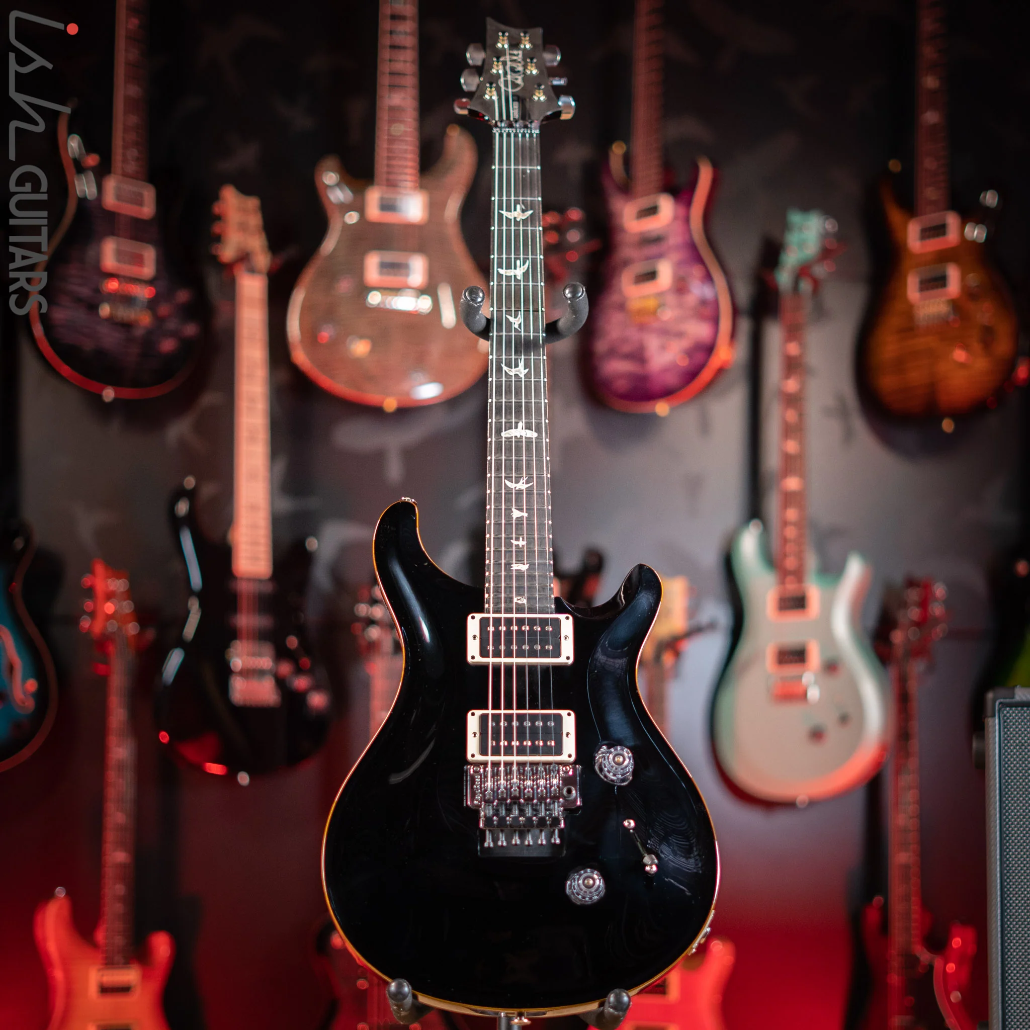 PRS Custom 24 Floyd Rose Black Gloss Amber Binding - Image 2