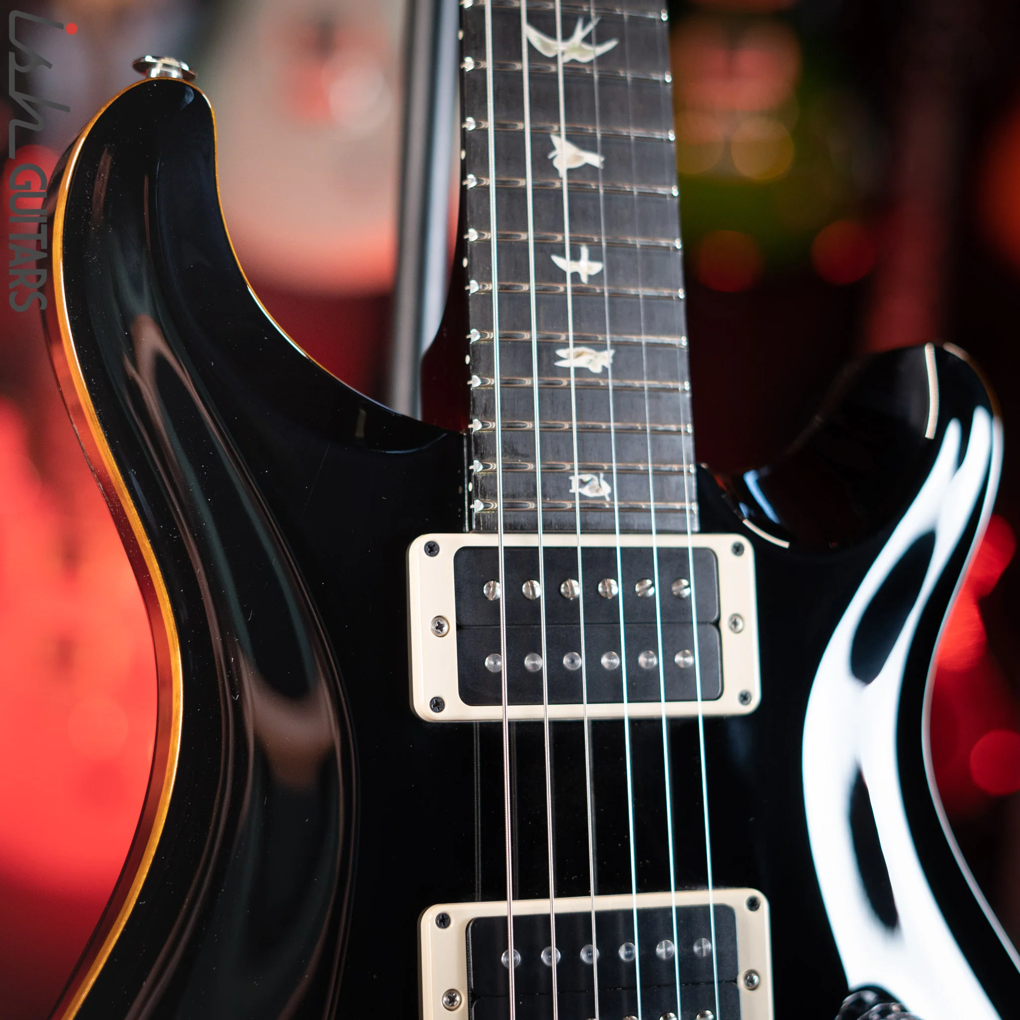 PRS Custom 24 Floyd Rose Black Gloss Amber Binding - Image 3