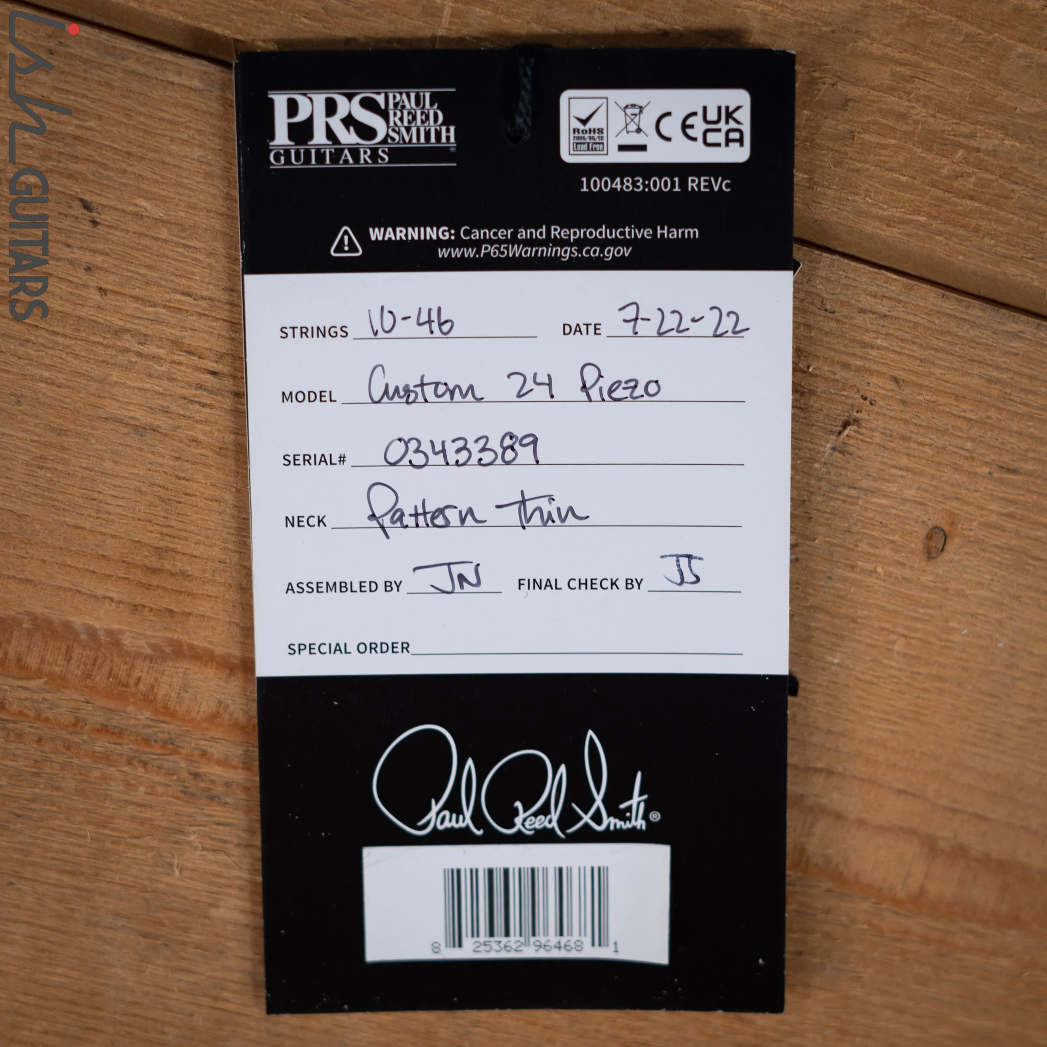 PRS Custom 24 Piezo Eriza Verde Smokeburst - Image 12