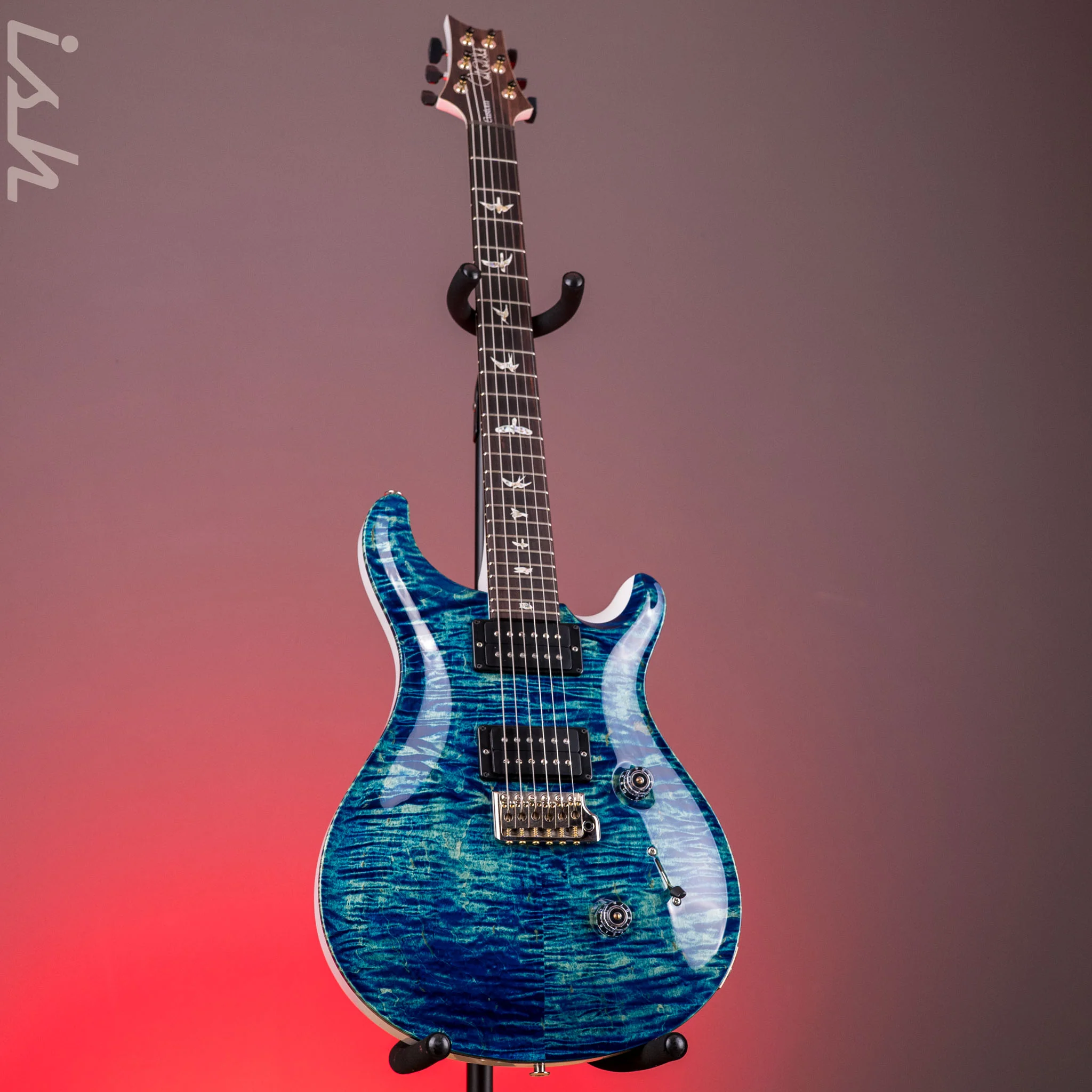 PRS Custom 24 River Blue Wrap w/ Pearl White Back - Image 3