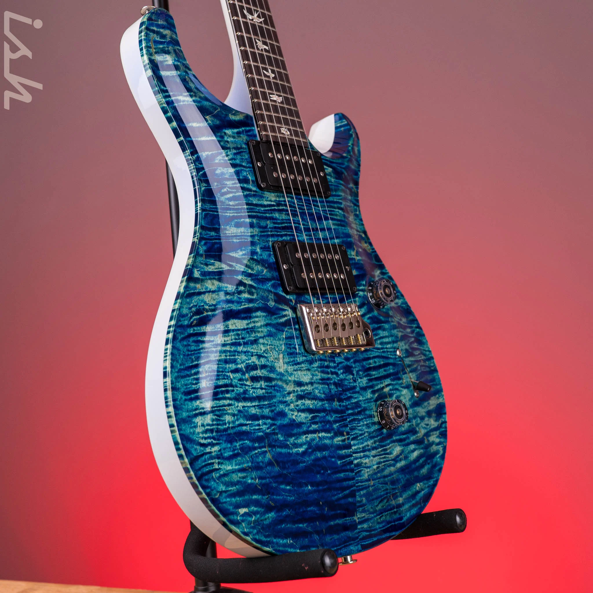 PRS Custom 24 River Blue Wrap w/ Pearl White Back - Image 4