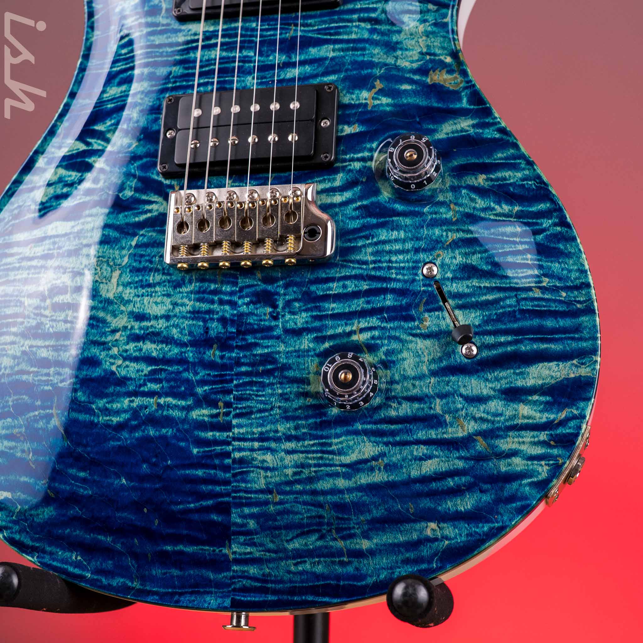 PRS Custom 24 River Blue Wrap w/ Pearl White Back - Image 6