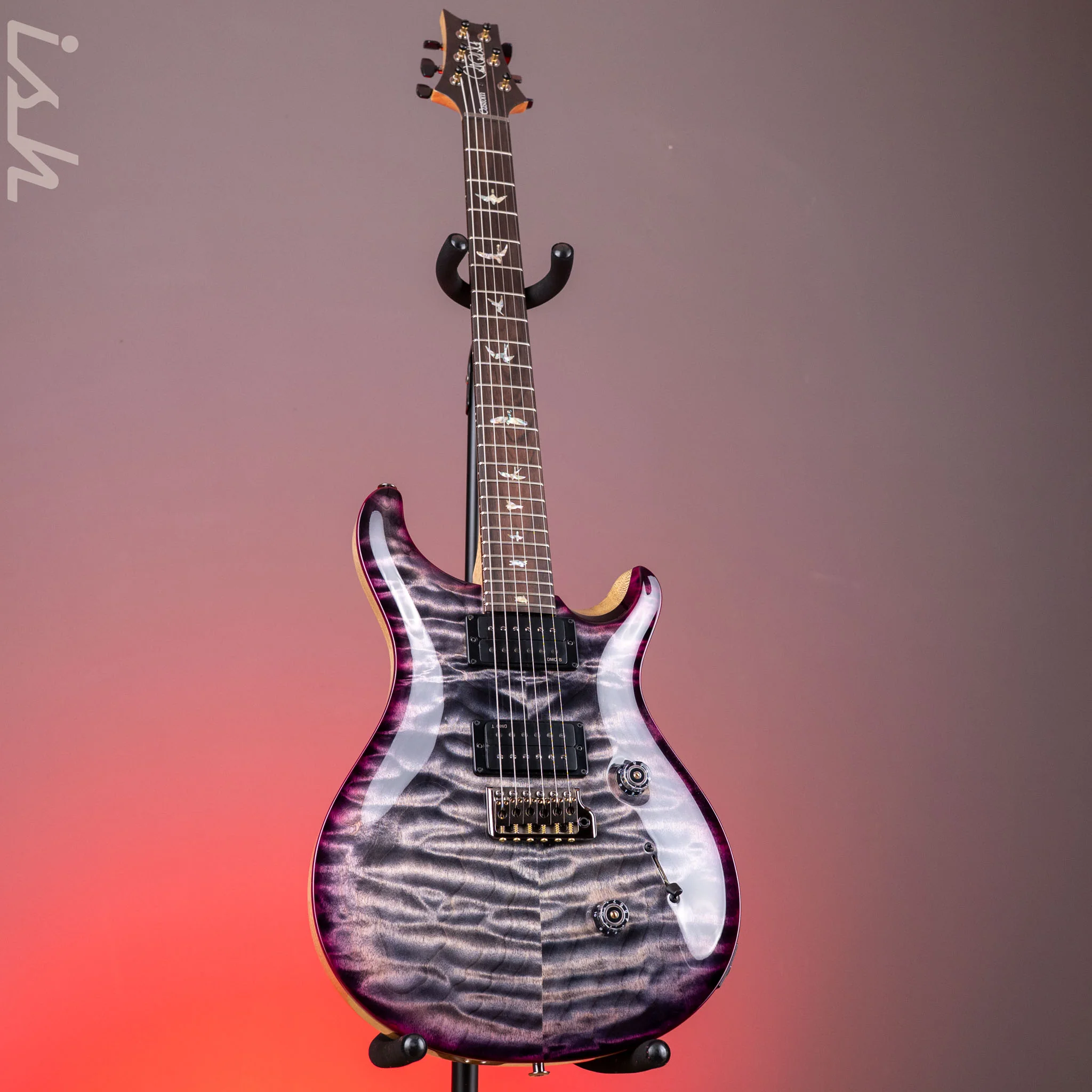 PRS Custom 24 Wood Library 10-Top Quilt Charcoal Purple Burst - Image 2