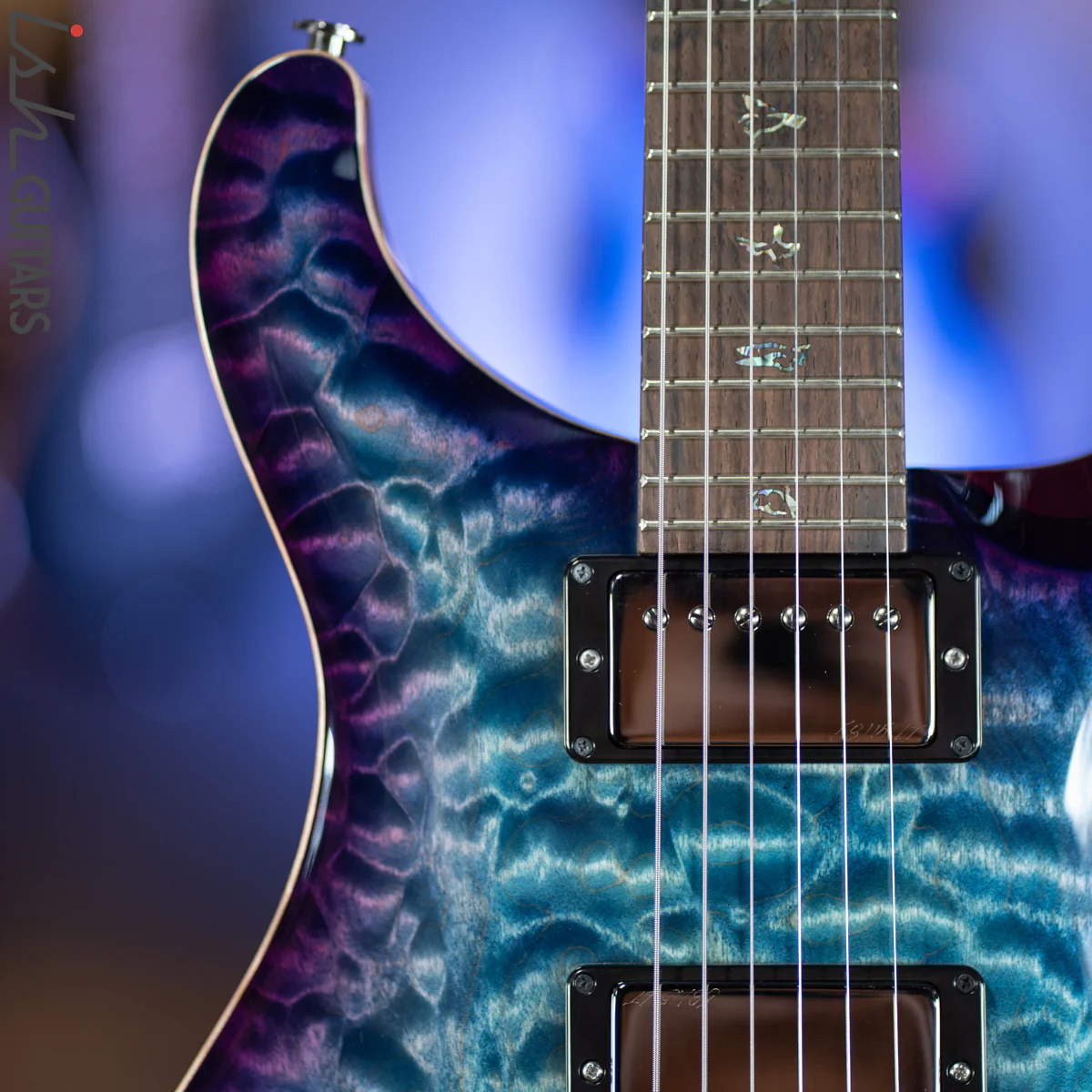 PRS Custom 24 Wood Library Aquabluex Purple Burst One Piece 10 Top Quilt Rosewood Neck - Image 3