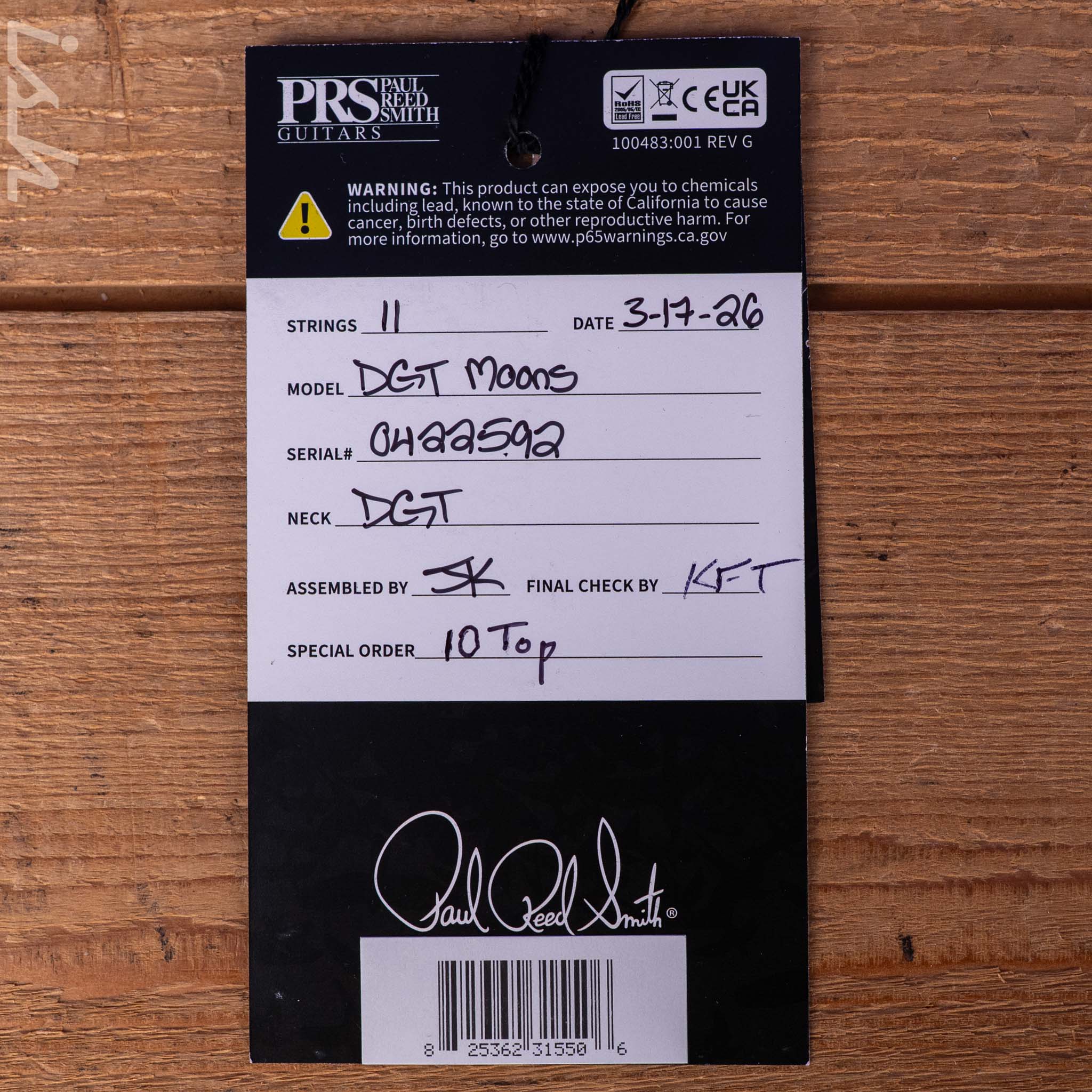 PRS DGT 10-Top Fire Red Fade Custom Color Solid Rosewood Neck - Image 13