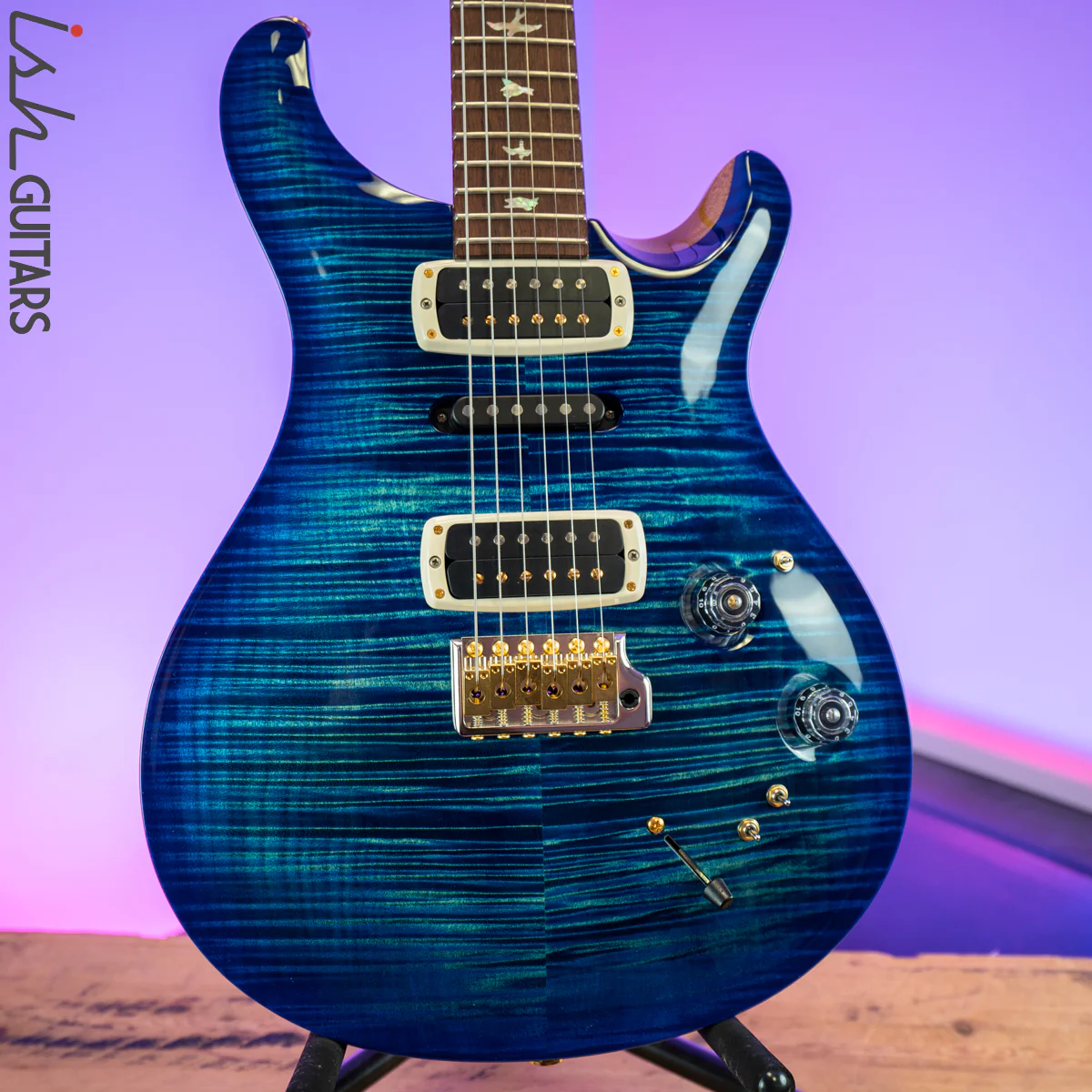 PRS Experience Modern Eagle V Custom Color River Blue Burst 10 Top
