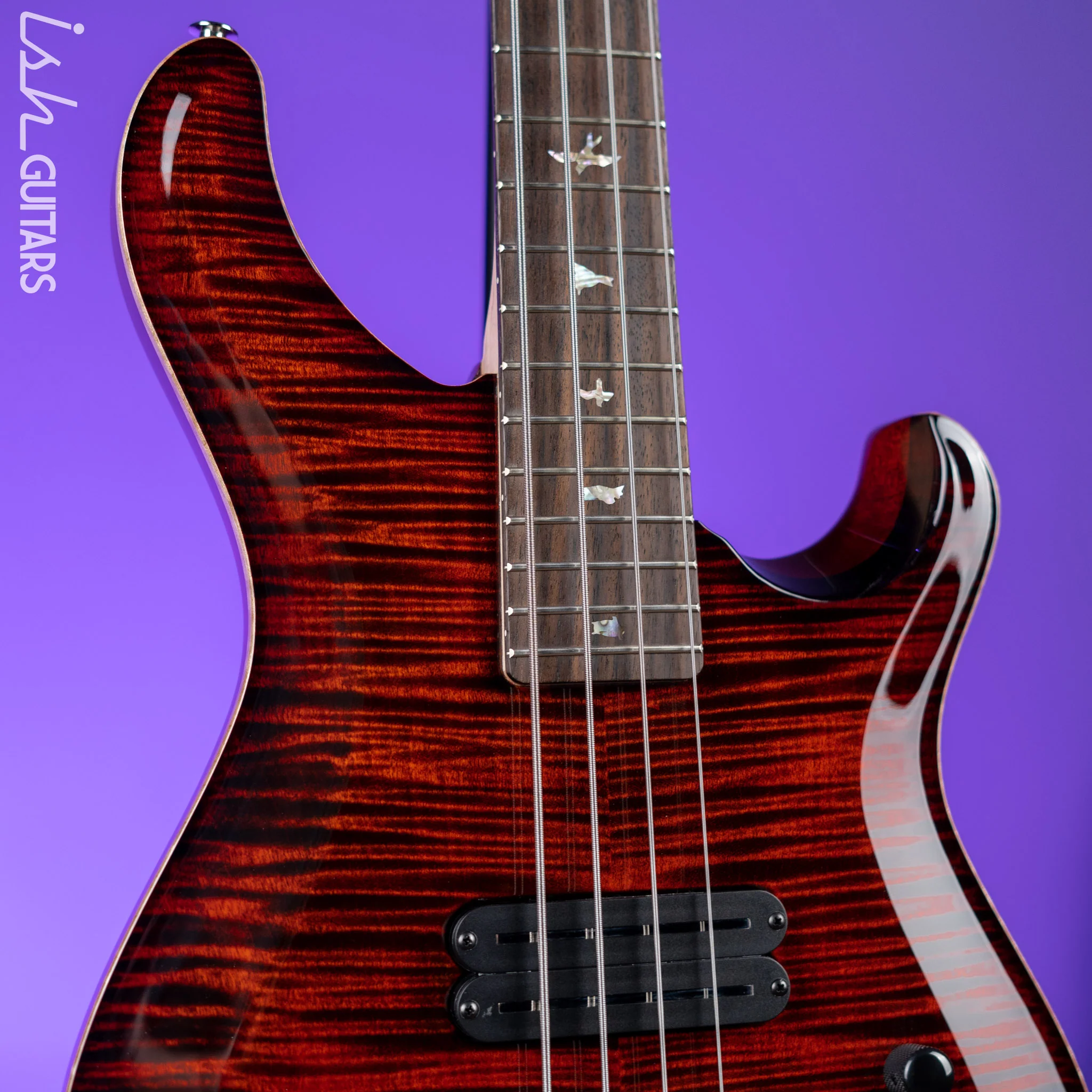 PRS Grainger 4-String Bass Guitar 10-Top Fire Red Smoke Burst - Image 3
