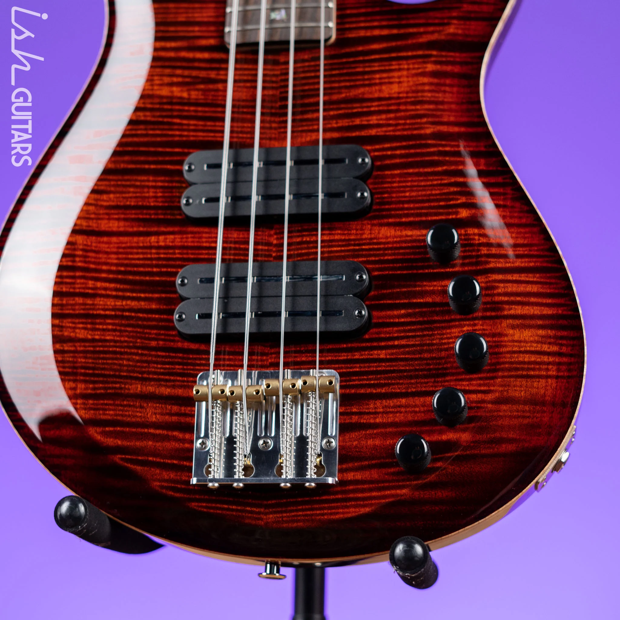 PRS Grainger 4-String Bass Guitar 10-Top Fire Red Smoke Burst - Image 4