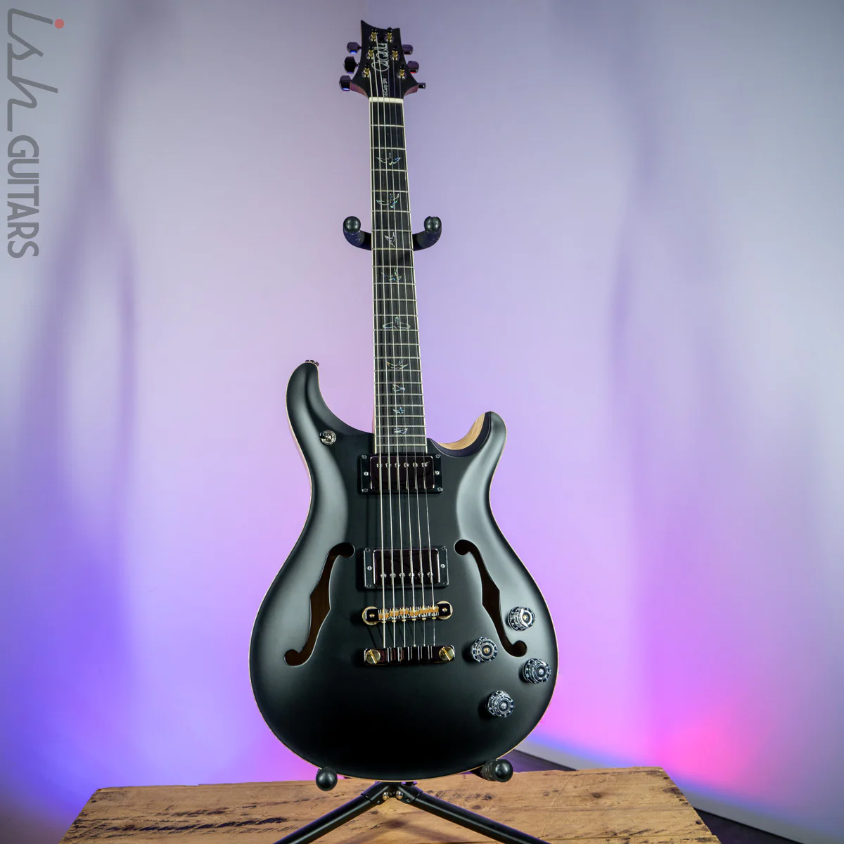PRS McCarty 594 Hollowbody II Wood Library Satin Black Torrefied Maple Neck - Image 2