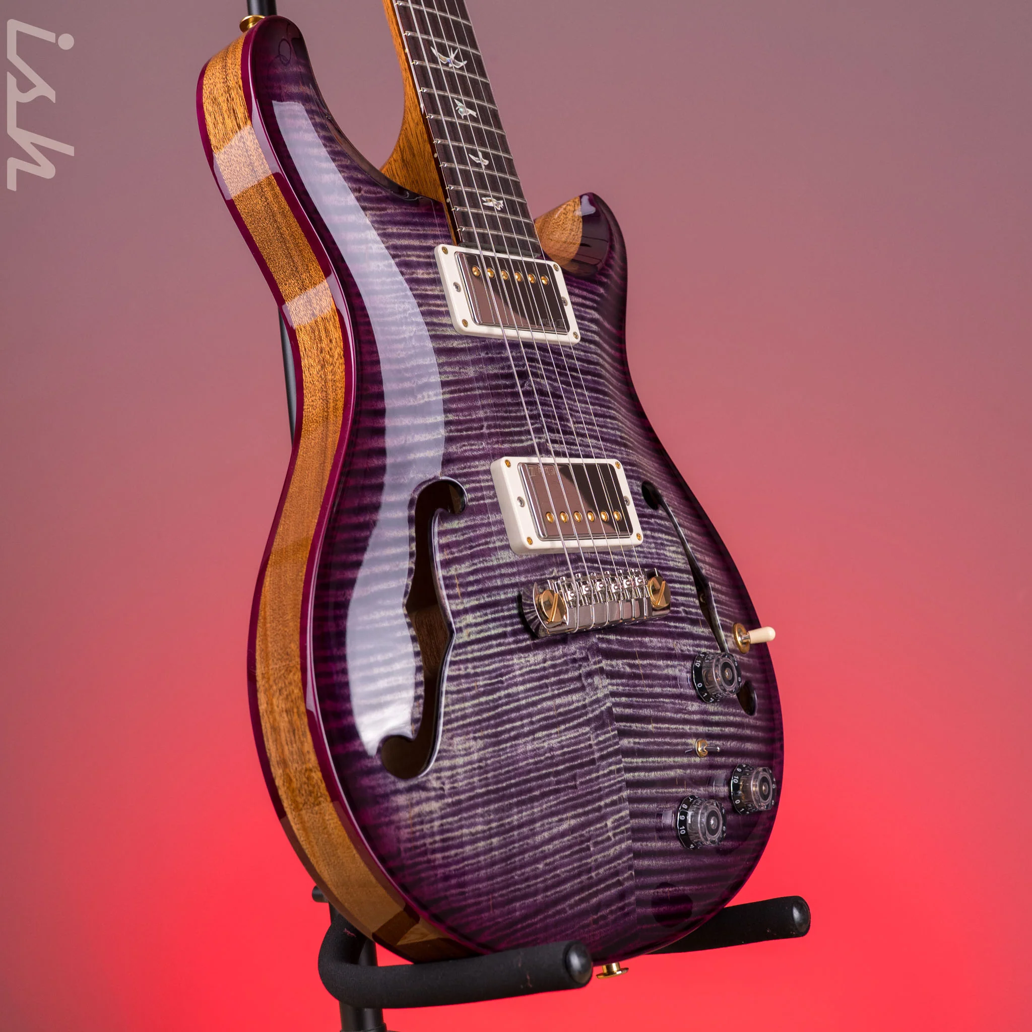 PRS Hollowbody II Piezo 10-Top Faded Purple Wrap Smokeburst w/ Natural Sides - Image 3