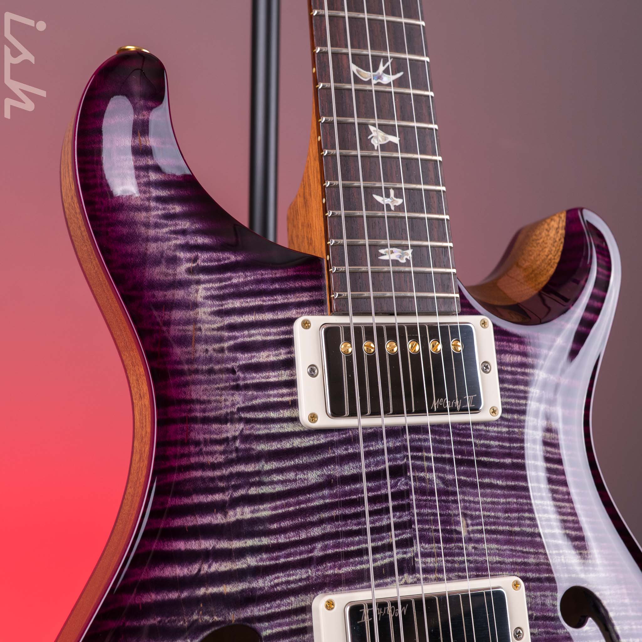 PRS Hollowbody II Piezo 10-Top Faded Purple Wrap Smokeburst w/ Natural Sides - Image 4