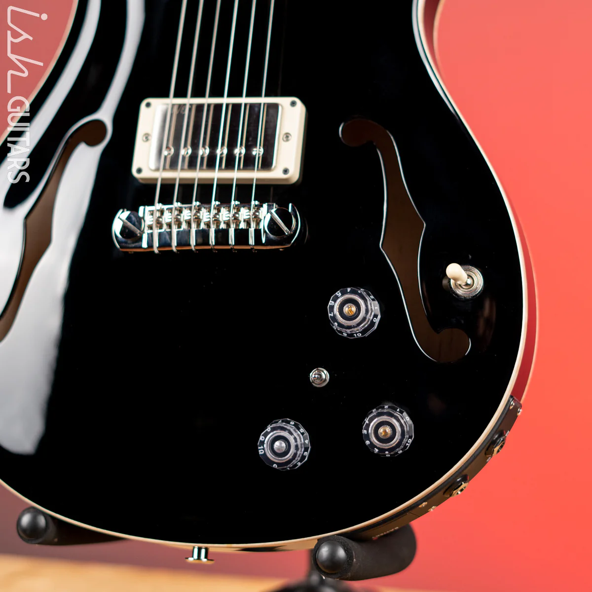 PRS Hollowbody II Piezo Black Gloss w/ Natural Binding - Image 4