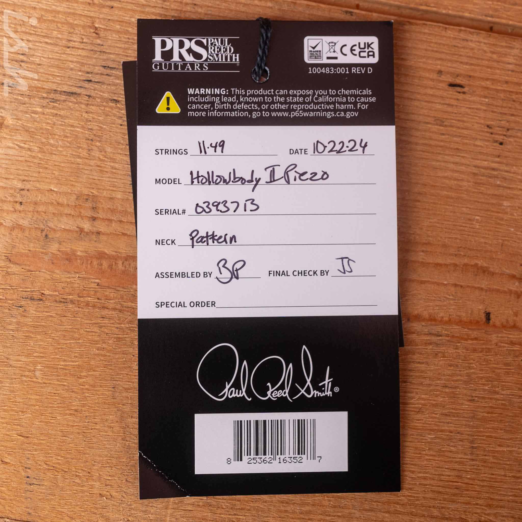 PRS Hollowbody II Piezo Electric Guitar Charcoal - Image 12