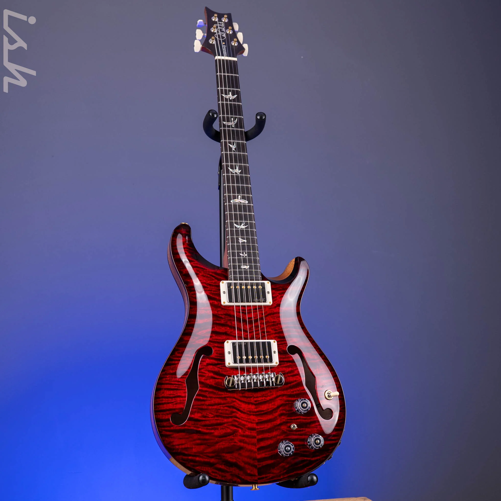 PRS Hollowbody II Piezo 10-Top Fire Red Smokeburst Custom Color - Image 2