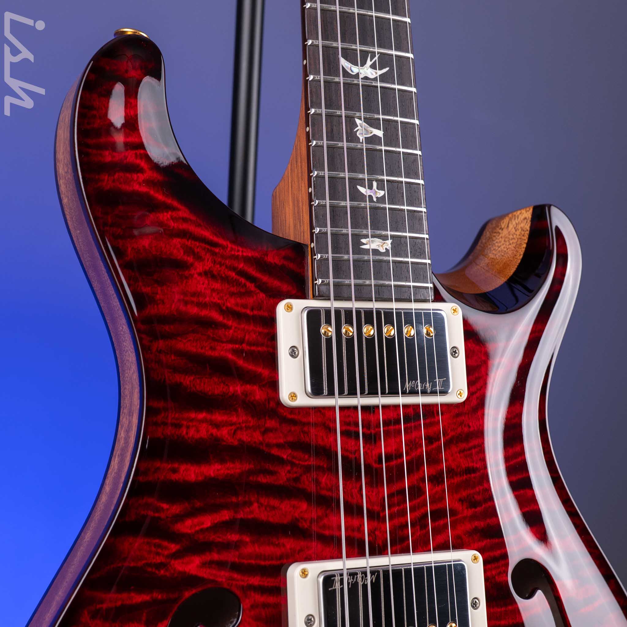 PRS Hollowbody II Piezo 10-Top Fire Red Smokeburst Custom Color - Image 4