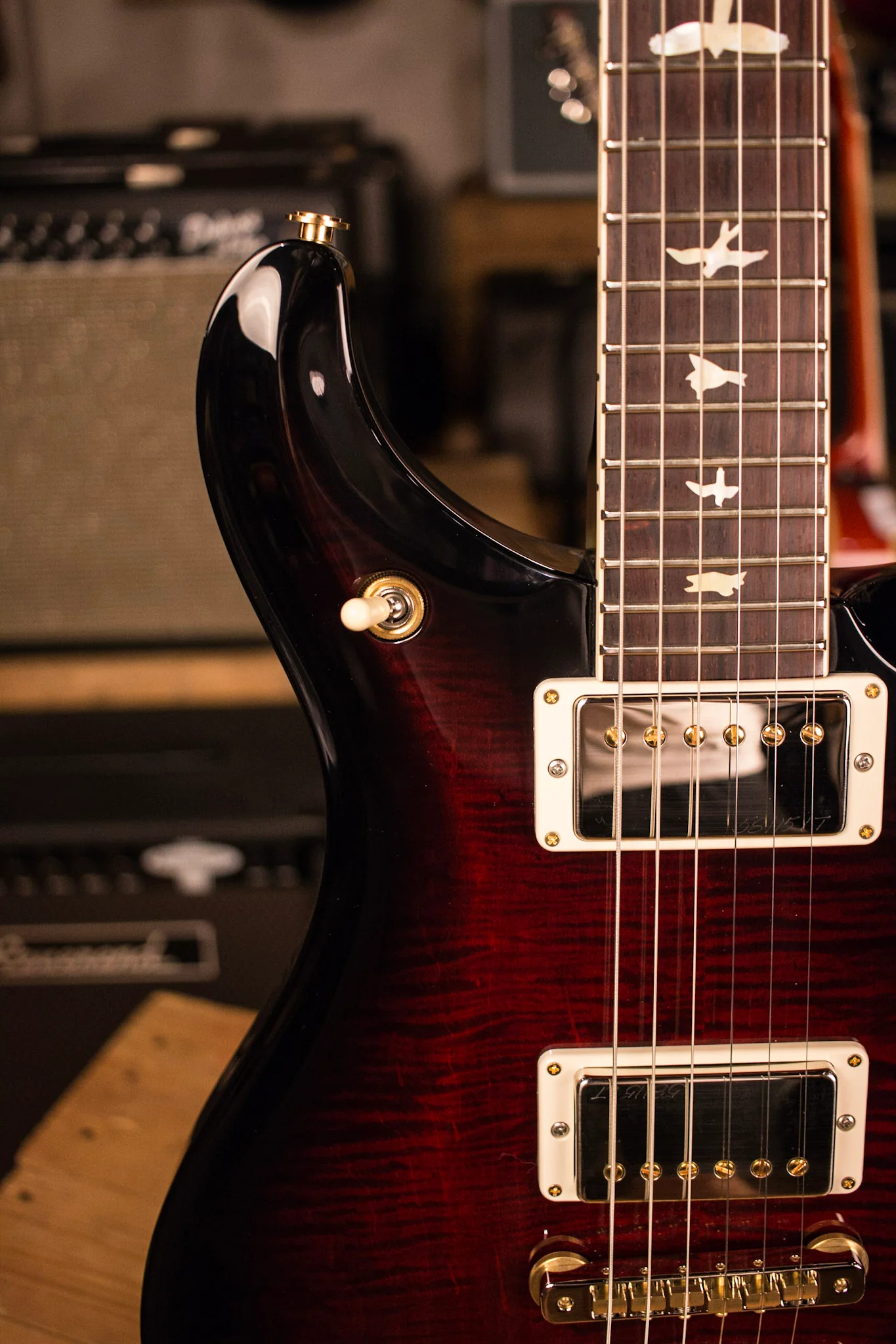 2017 PRS McCarty 594 10 Top CUSTOM Cocobolo Fretboard Gold MOP Fire Red Smokewrap - Image 3