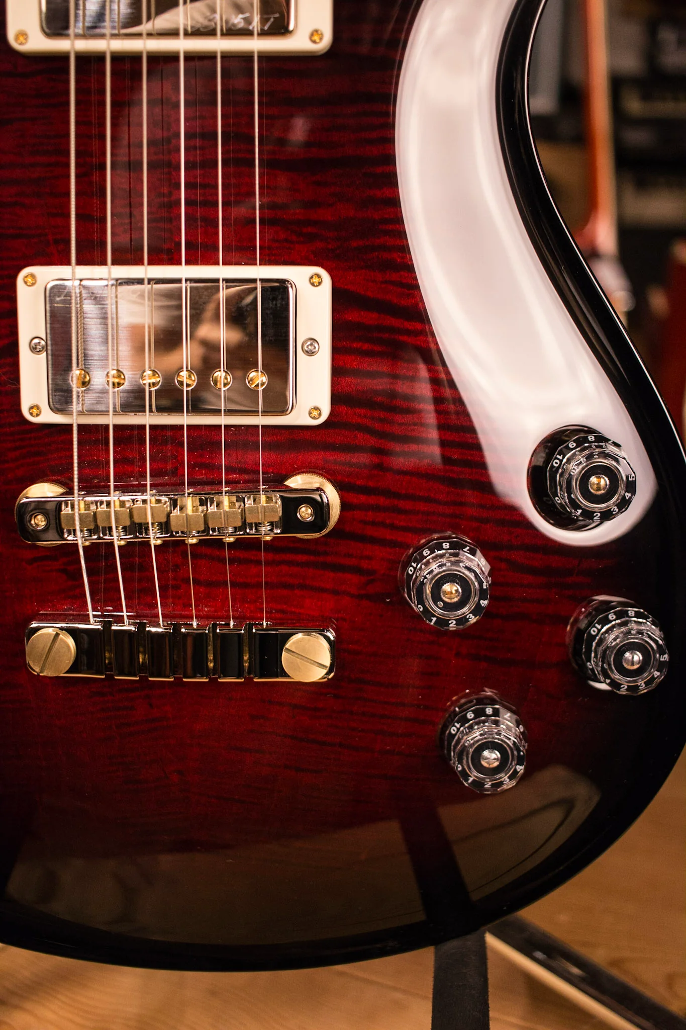 2017 PRS McCarty 594 10 Top CUSTOM Cocobolo Fretboard Gold MOP Fire Red Smokewrap - Image 4
