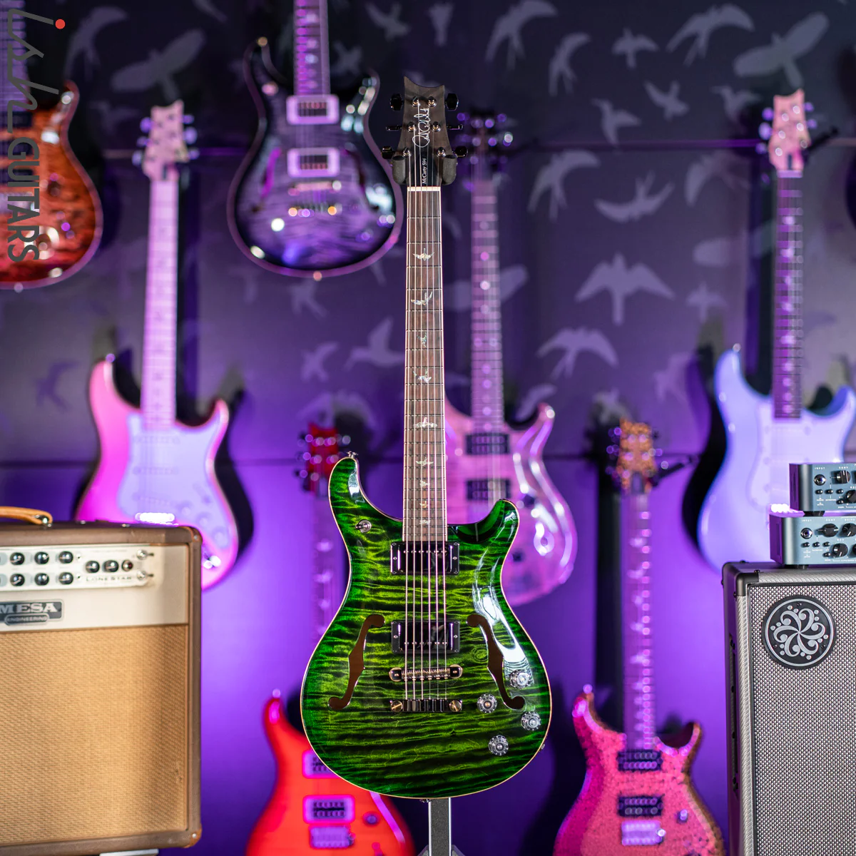PRS McCarty 594 Hollowbody II Wood Library Jade Green Burst One-Piece Top & Back! - Image 2