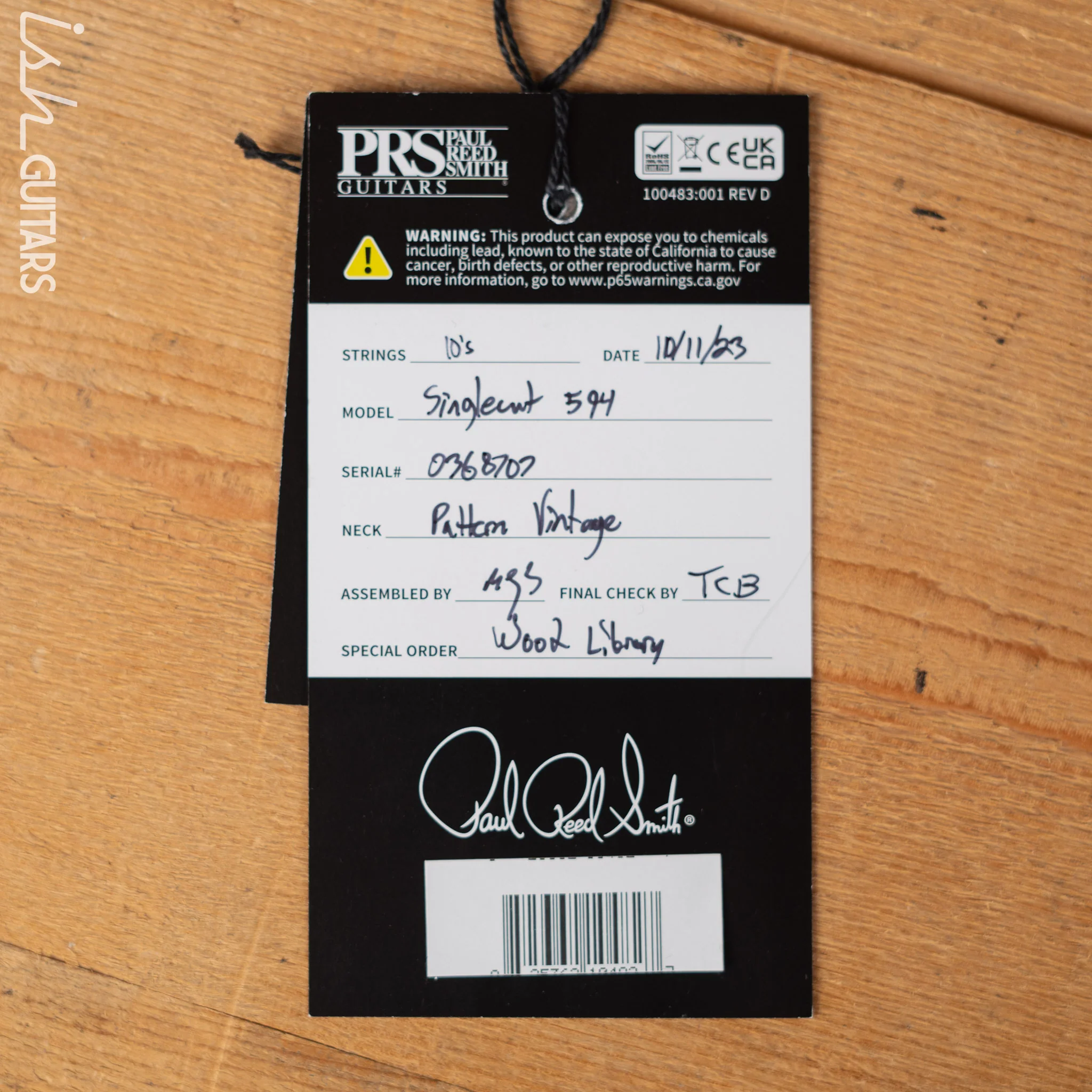 PRS McCarty 594 Singlecut Wood Library Brazilian Rosewood Fretboard Black Satin - Image 11