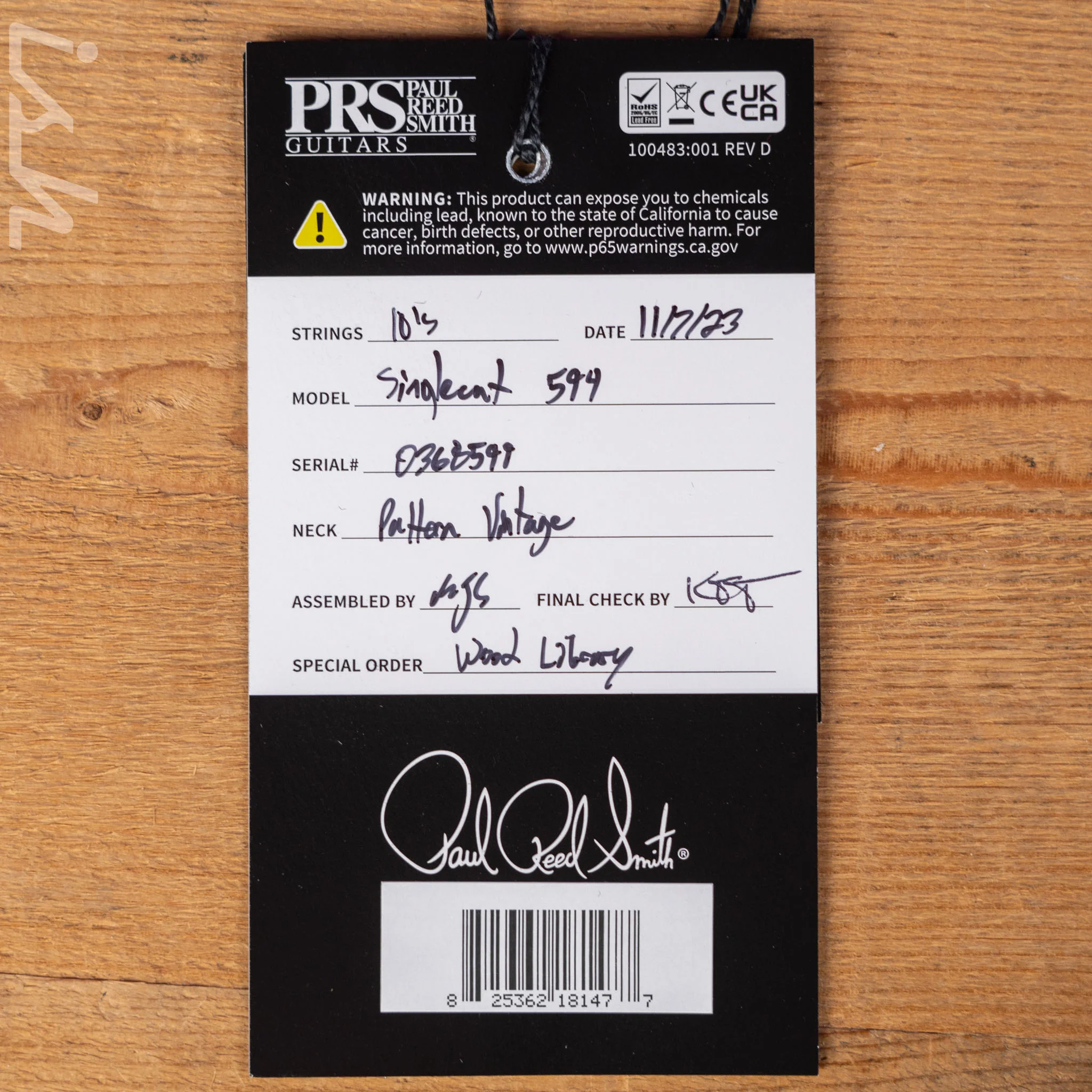 PRS McCarty 594 Singlecut Wood Library East Indian Rosewood Antique White Satin - Image 11